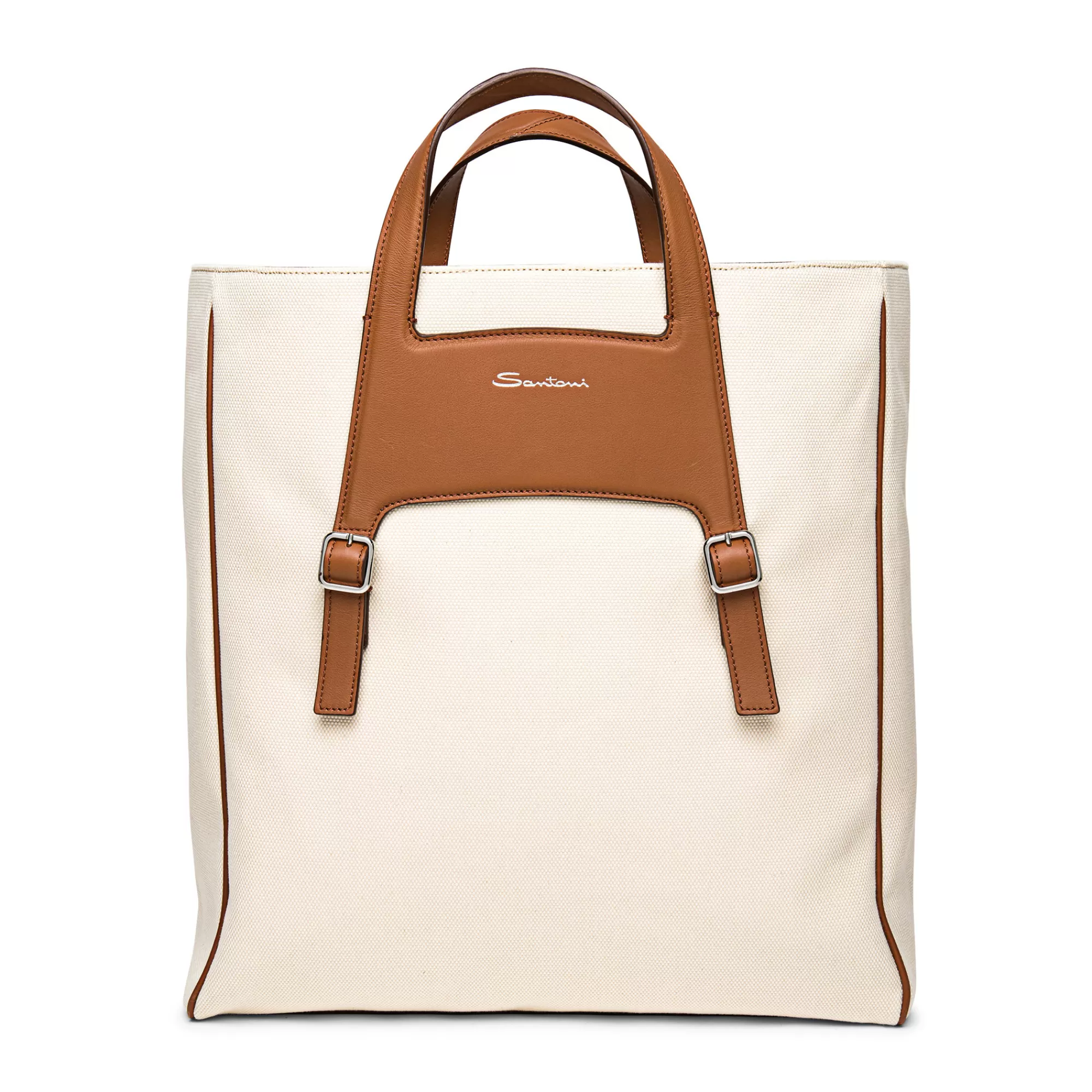 Best Sale Borsa a mano in canvas e pelle marrone Borse & Zaini