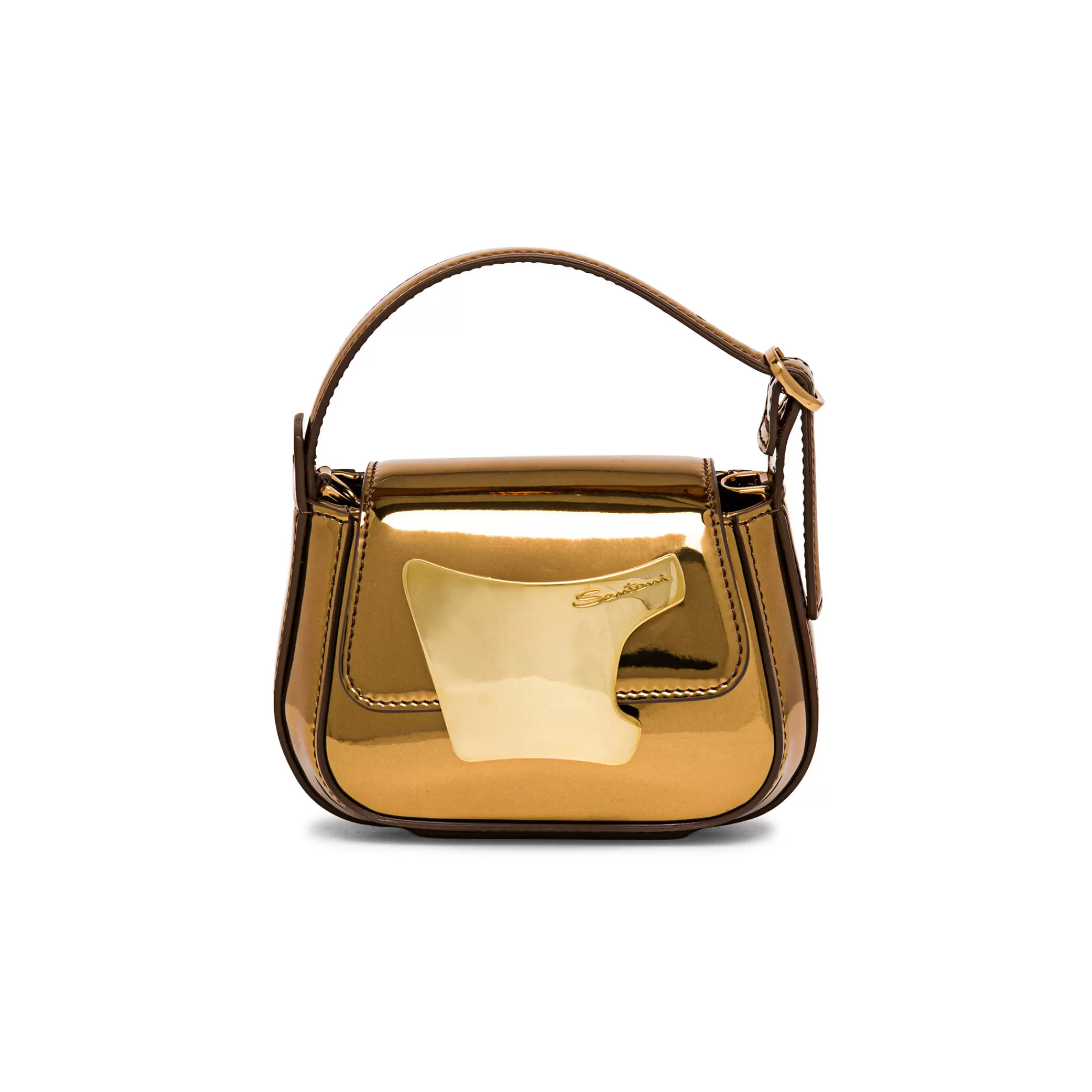 Cheap Borsa a mano in materiale specchiato oro Borse