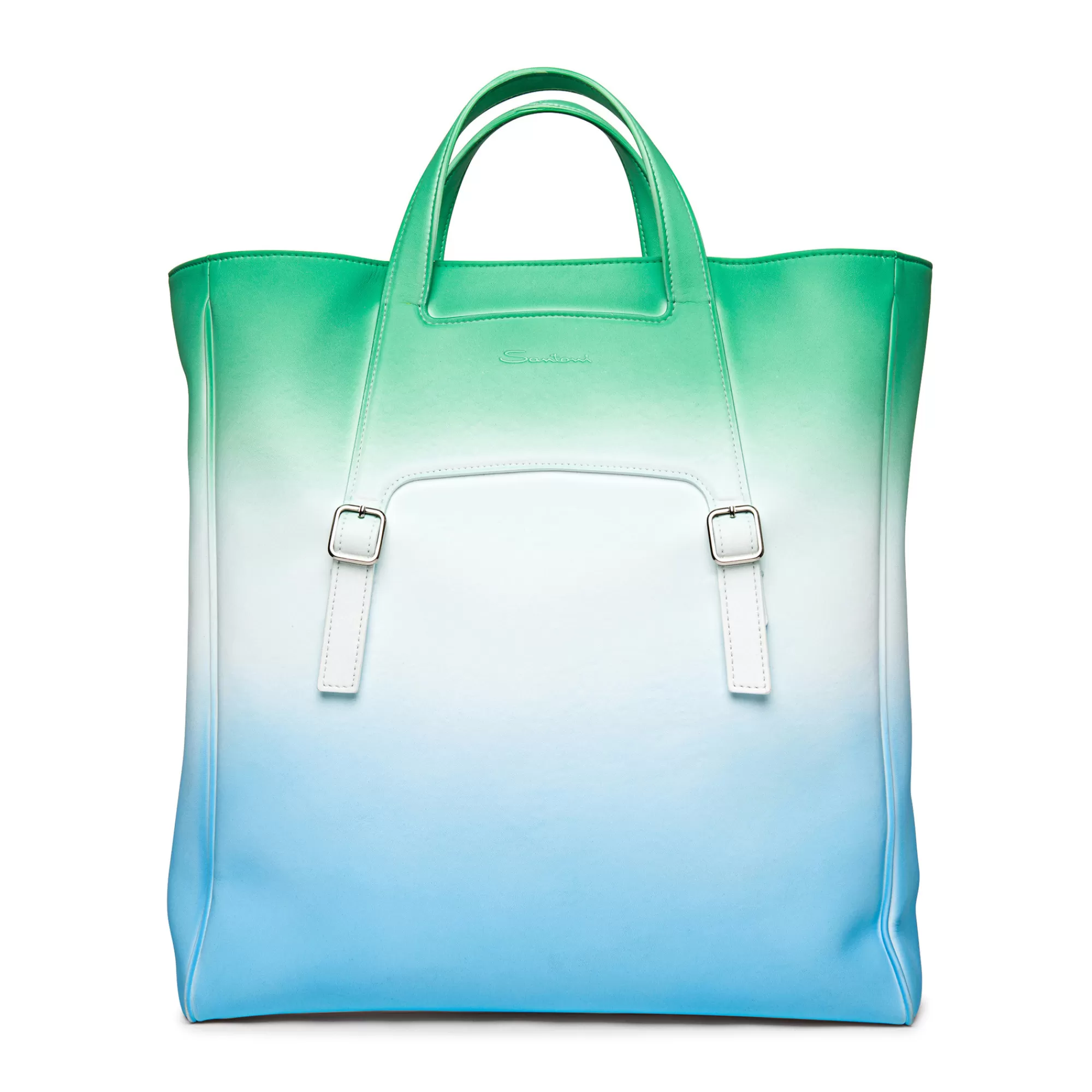 Discount Borsa a mano in pelle verde, bianca e azzurra Borse & Zaini | Vedi tutte le calzature