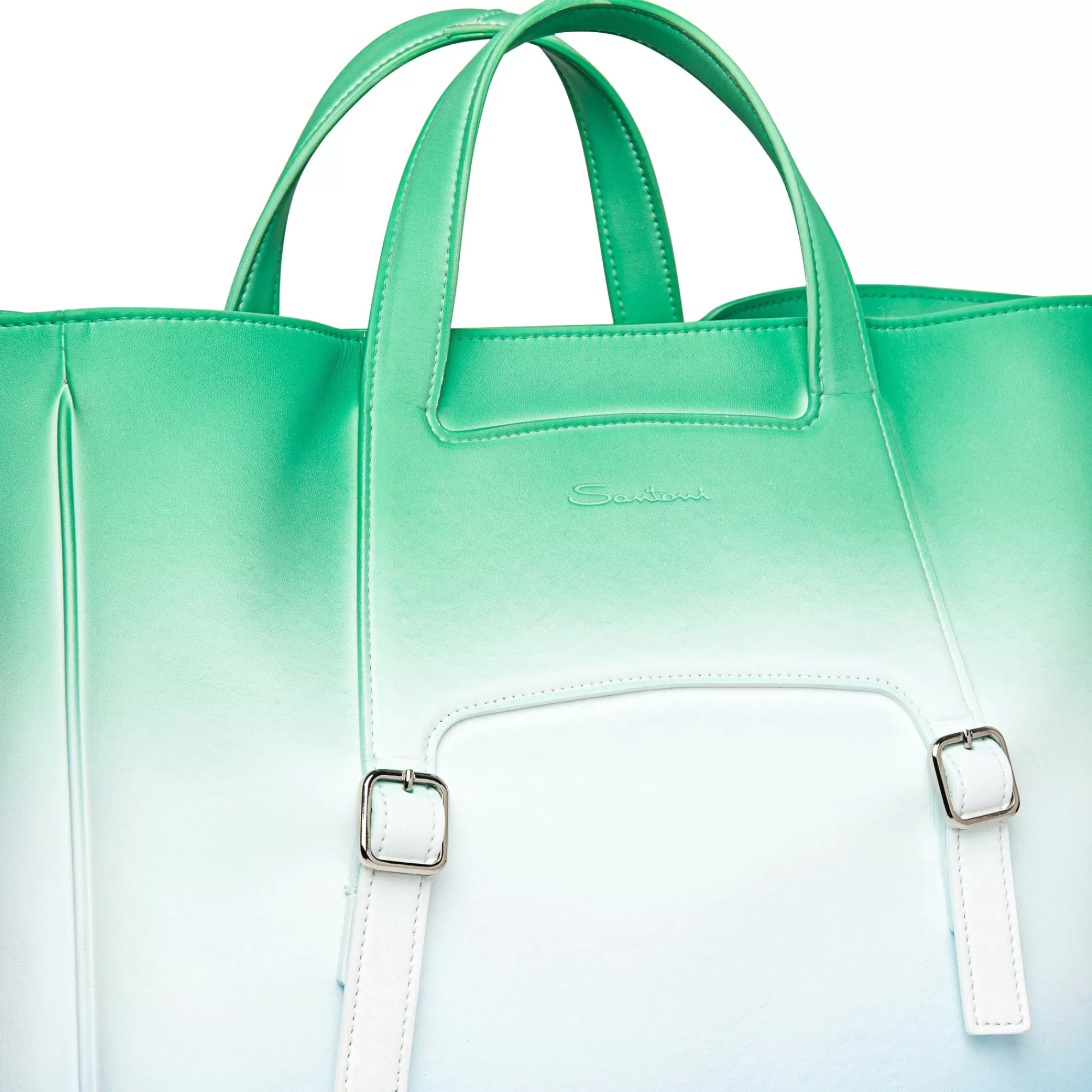 Discount Borsa a mano in pelle verde, bianca e azzurra Borse & Zaini | Vedi tutte le calzature