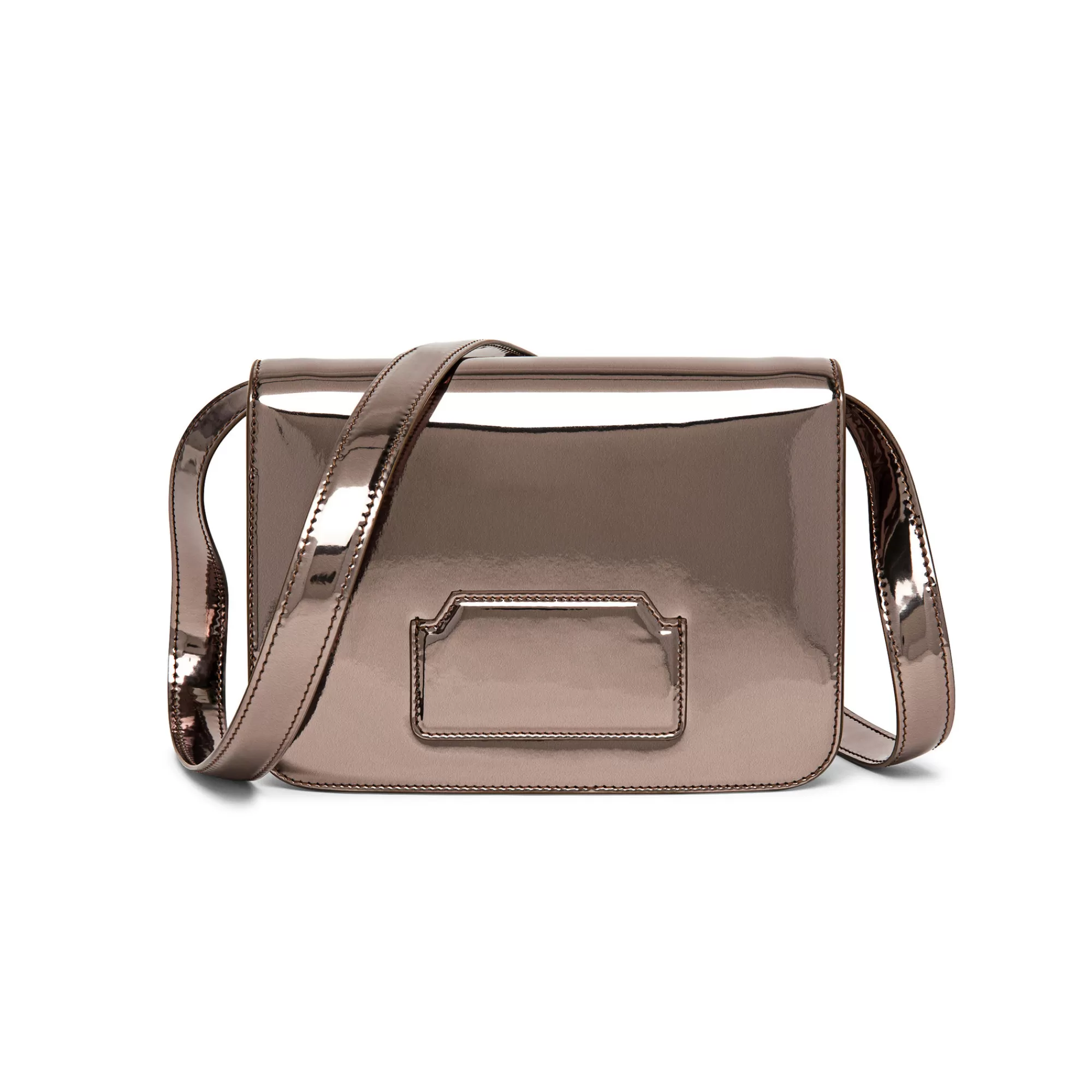 Fashion Borsa a tracolla in materiale specchiato color piombo Borse