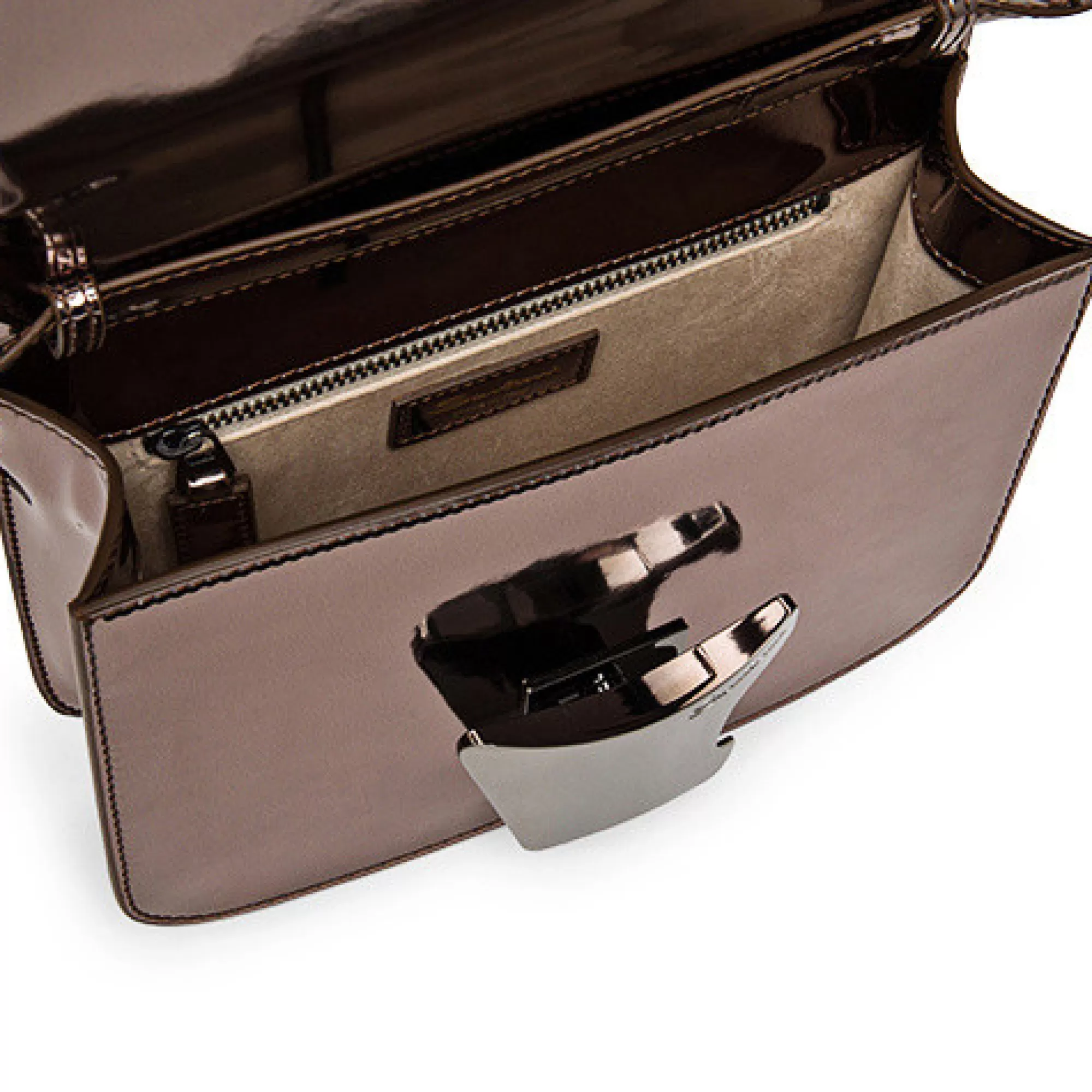 Fashion Borsa a tracolla in materiale specchiato color piombo Borse