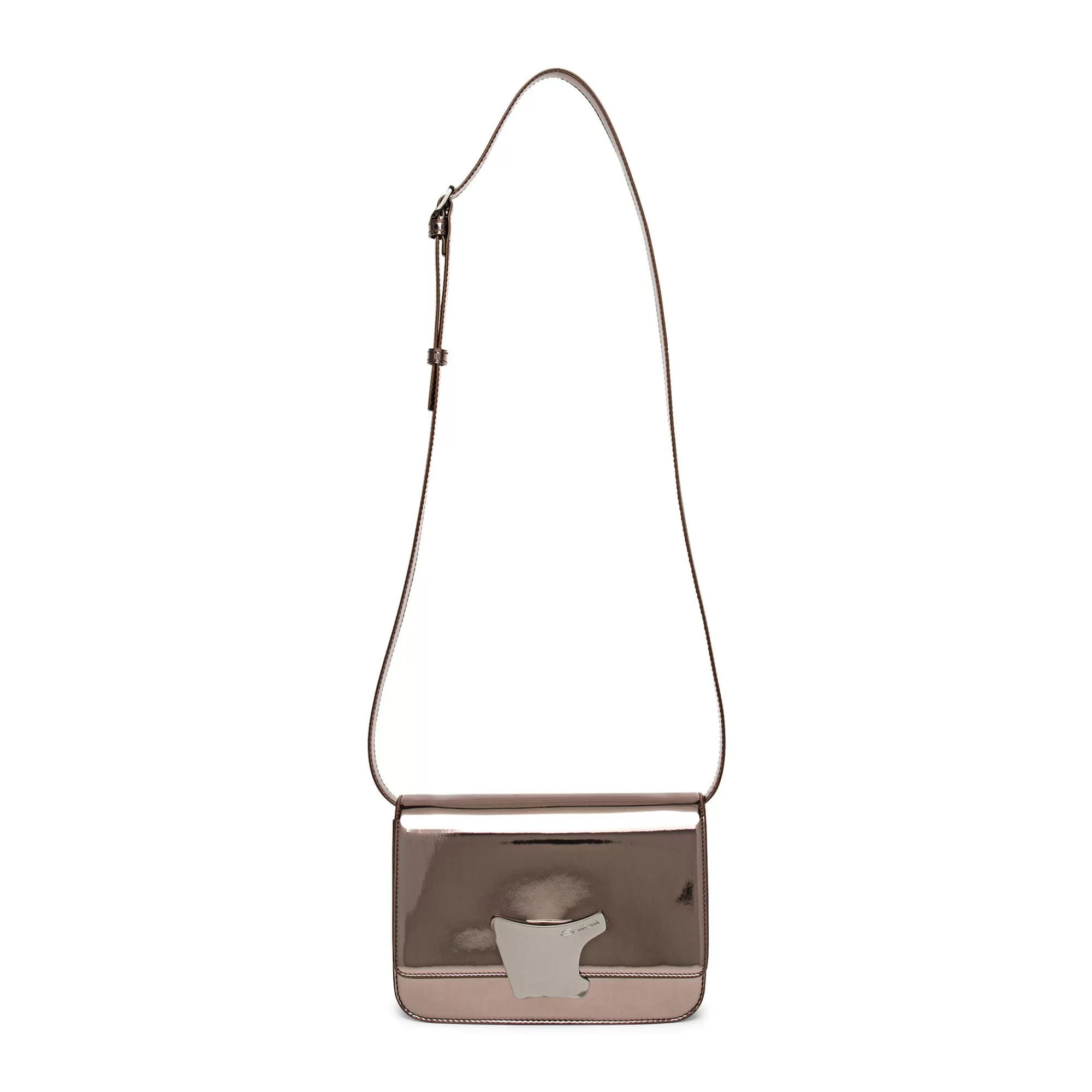 Fashion Borsa a tracolla in materiale specchiato color piombo Borse