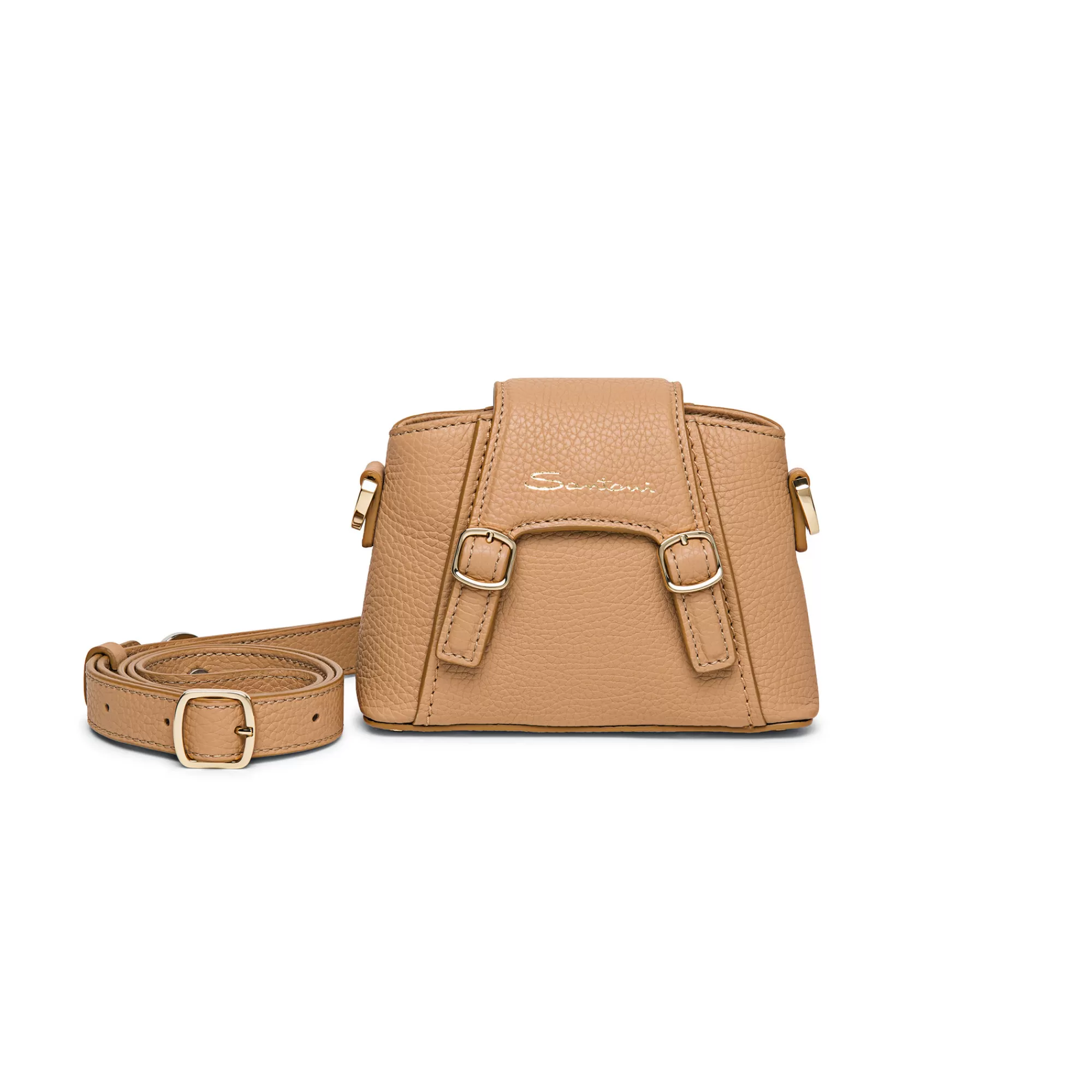 New Borsa a tracolla in pelle bottalata marrone Borse