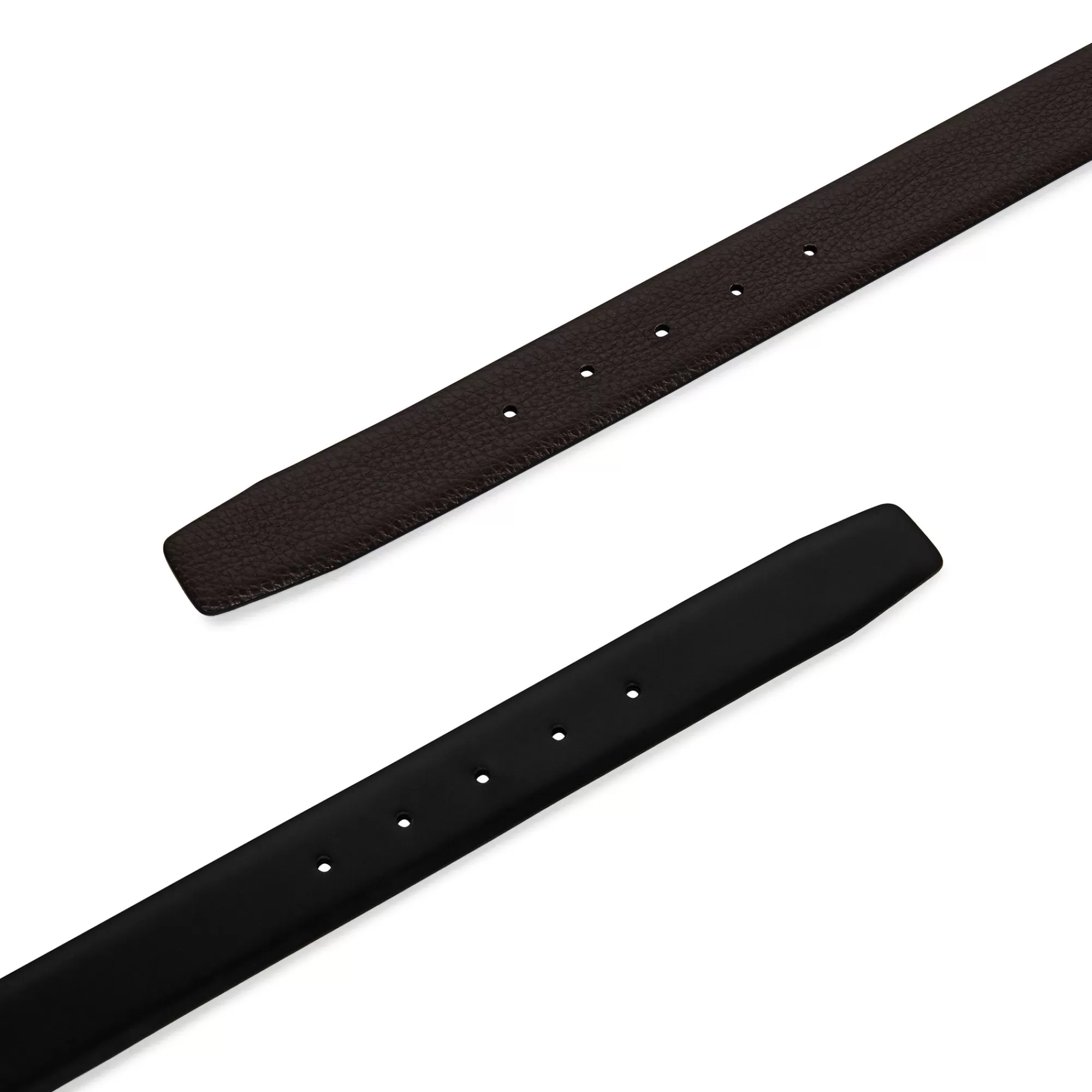 Outlet Cintura regolabile e reversibile in pelle liscia nera e bottalata marrone Cinture