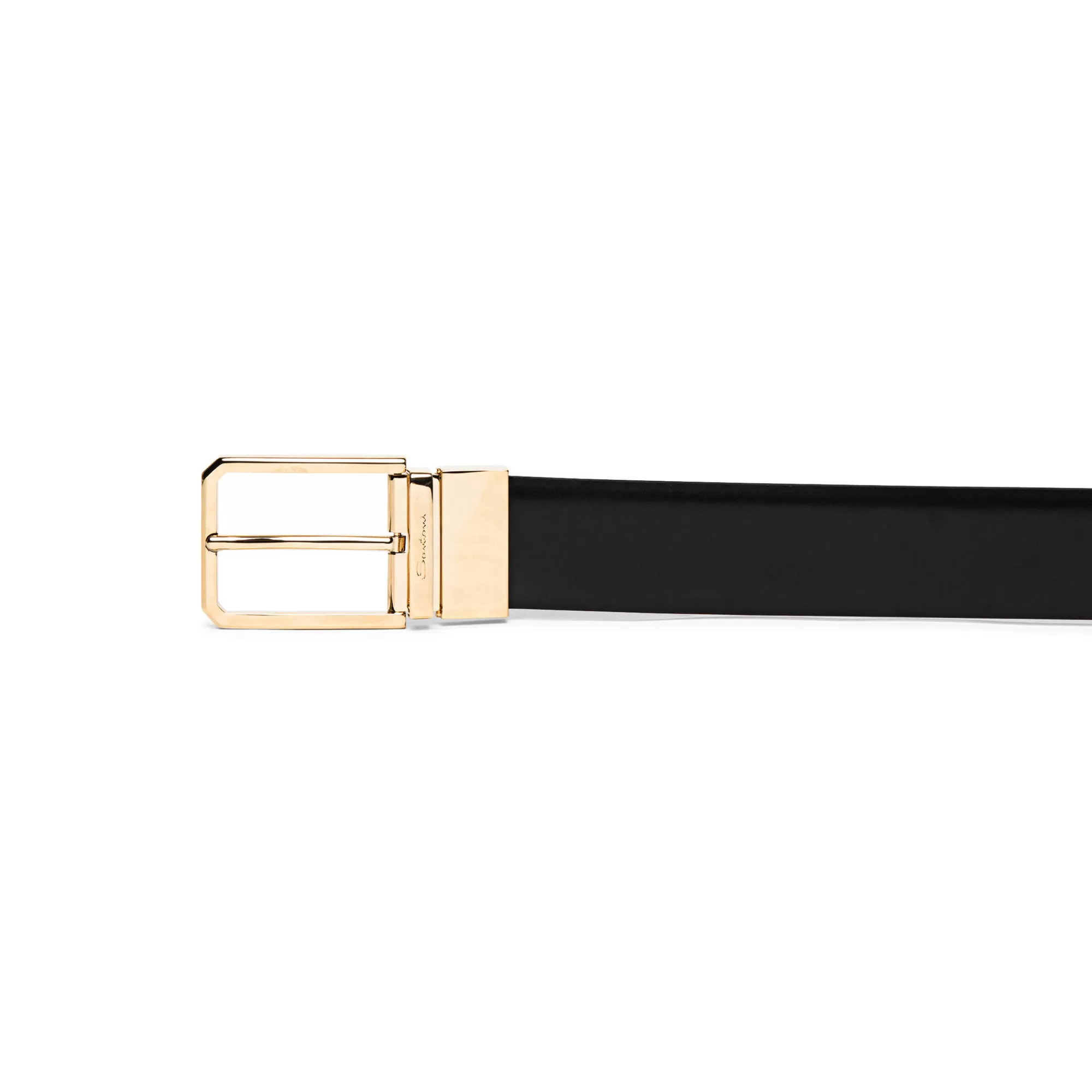 Outlet Cintura regolabile e reversibile in pelle liscia nera e bottalata marrone Cinture