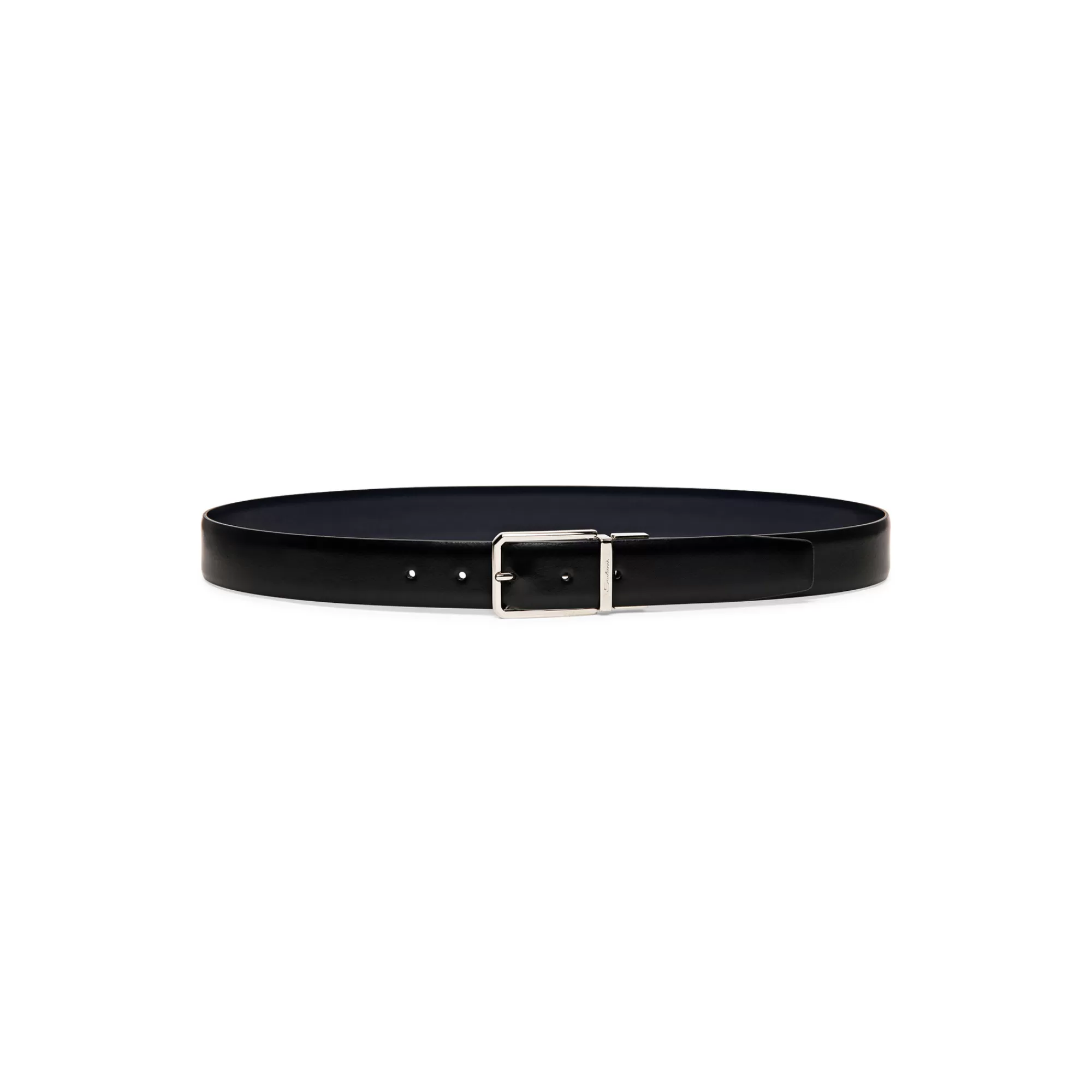 Cheap Cintura regolabile e reversibile in pelle nera e blu Cinture