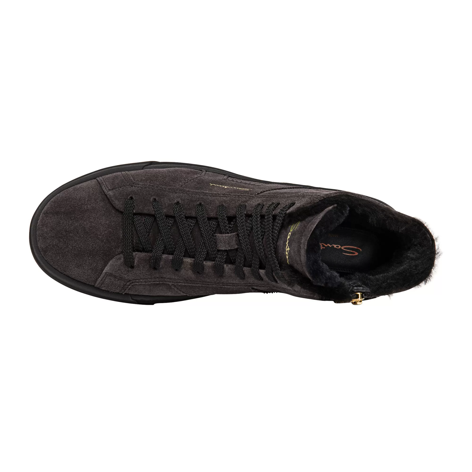 Online Double buckle sneaker alta con pelliccia da uomo in suede grigio Vedi tutte le calzature | Sneakers