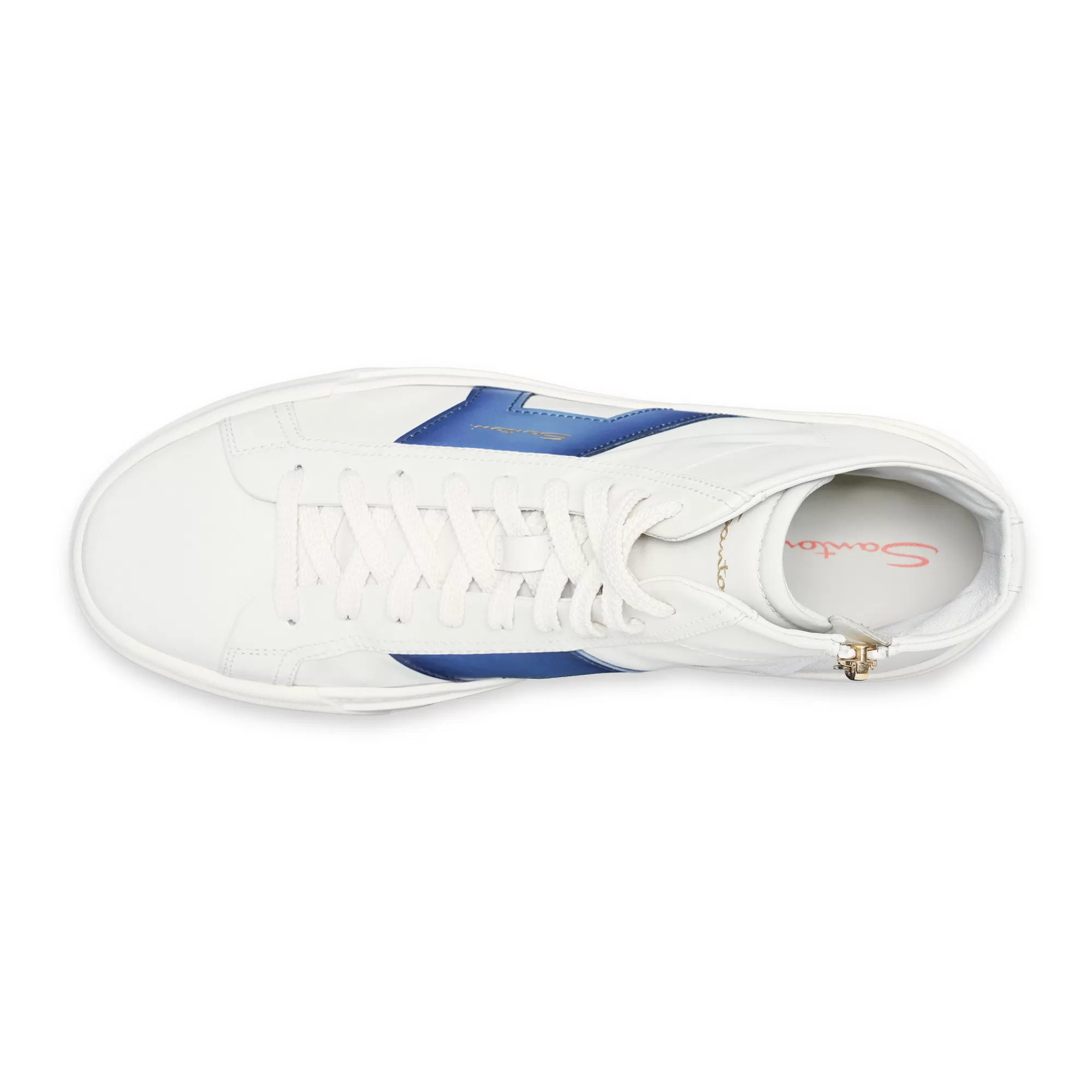Cheap Double buckle sneaker alta da uomo in pelle bianca e blu Vedi tutte le calzature | Sneakers