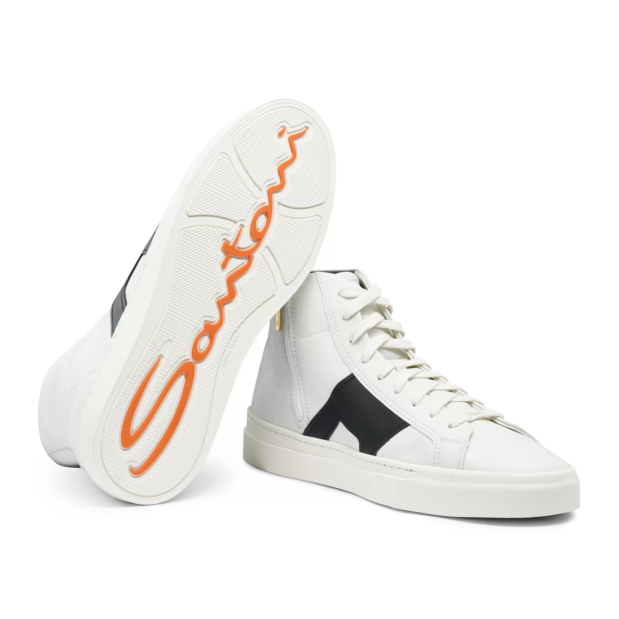 Cheap Double buckle sneaker alta da uomo in pelle bianca e nera Vedi tutte le calzature | Sneakers