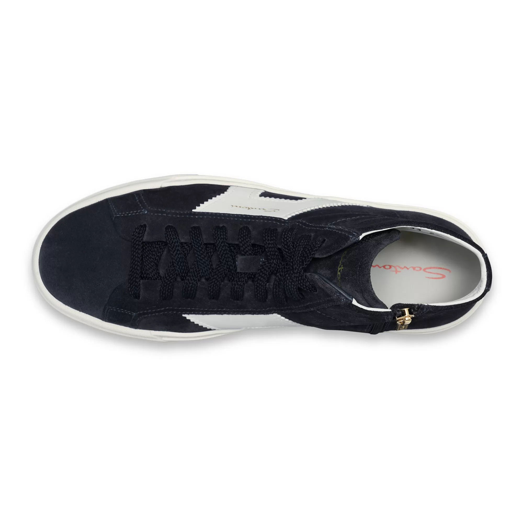 Flash Sale Double buckle sneaker alta da uomo in suede e pelle blu e bianca Vedi tutte le calzature | Sneakers