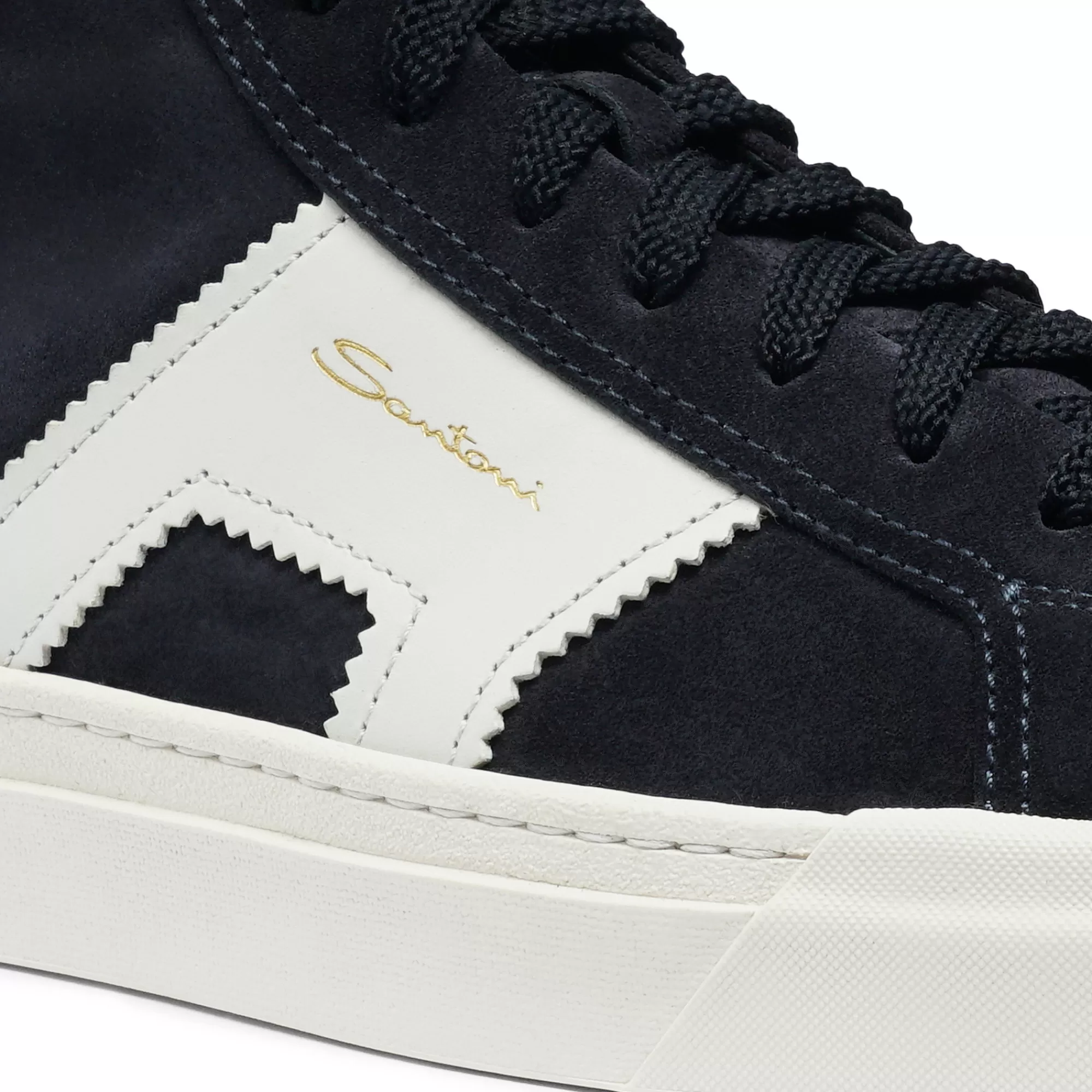 Flash Sale Double buckle sneaker alta da uomo in suede e pelle blu e bianca Vedi tutte le calzature | Sneakers
