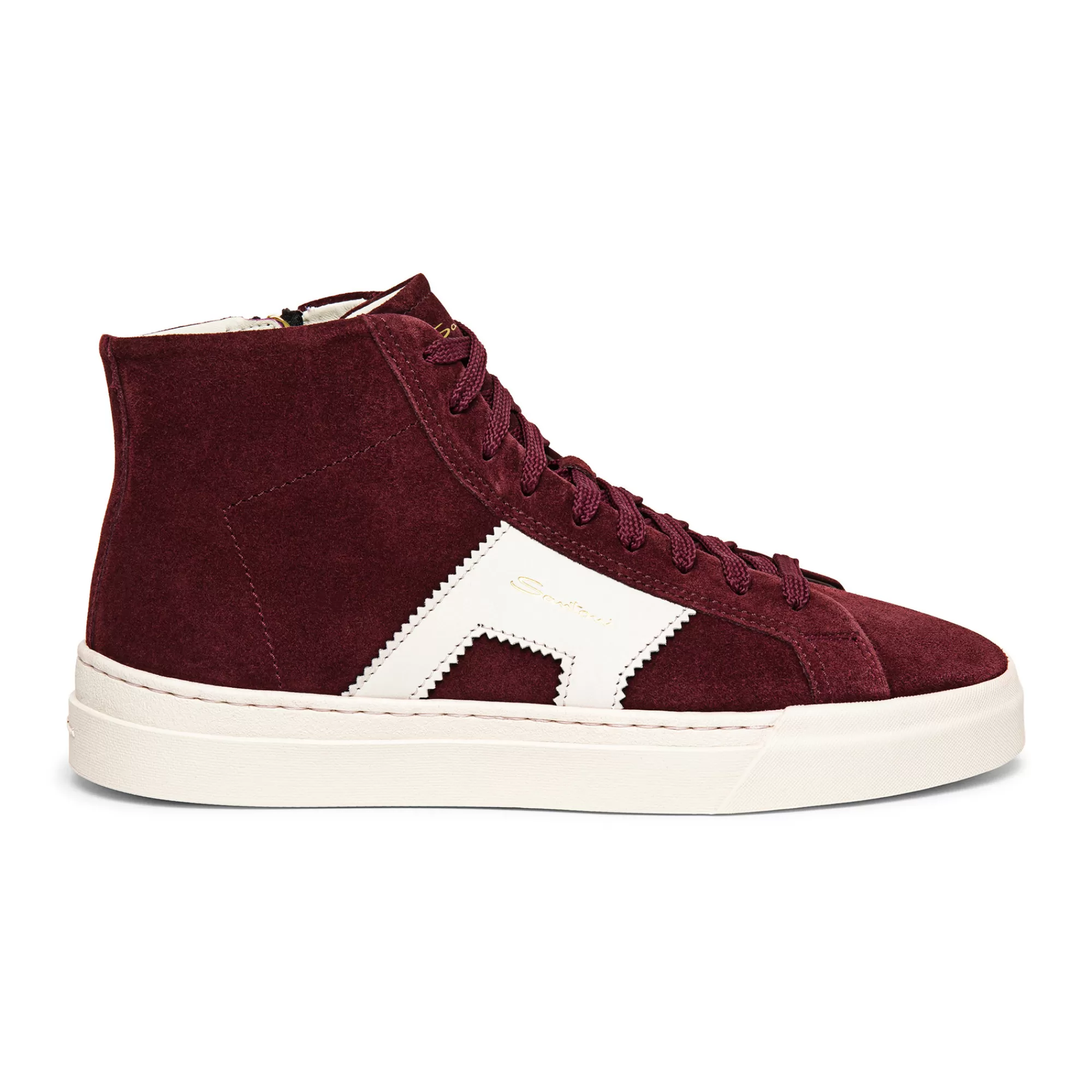 Clearance Double buckle sneaker alta da uomo in suede e pelle bordeaux e bianca Vedi tutte le calzature | Sneakers