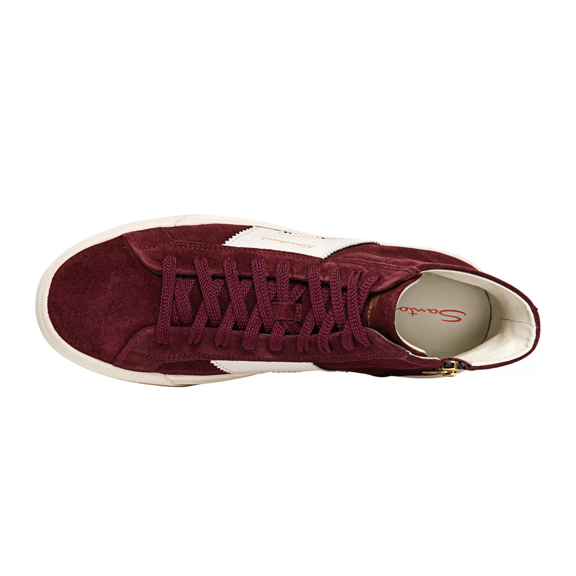 Clearance Double buckle sneaker alta da uomo in suede e pelle bordeaux e bianca Vedi tutte le calzature | Sneakers
