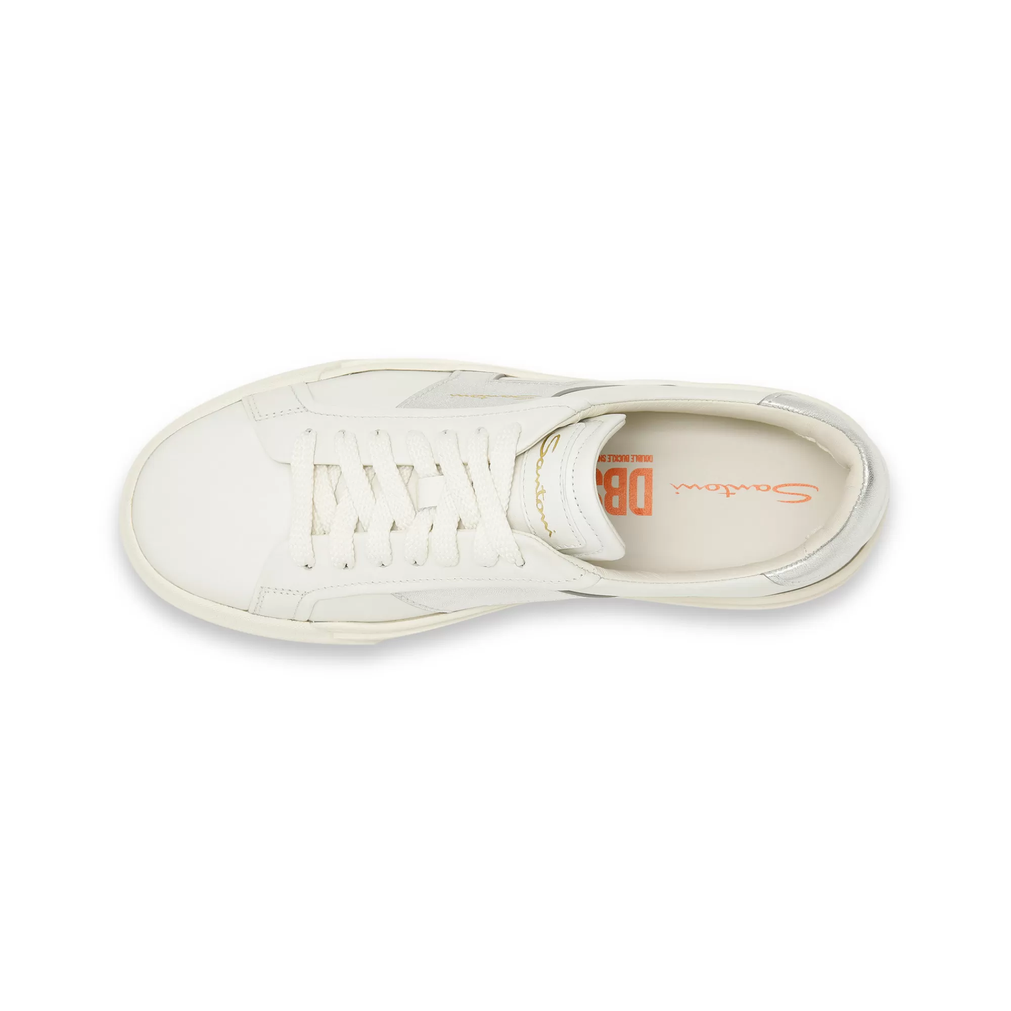 Cheap Double buckle sneaker da donna in pelle bianca e argento Vedi tutte le calzature | Sneakers