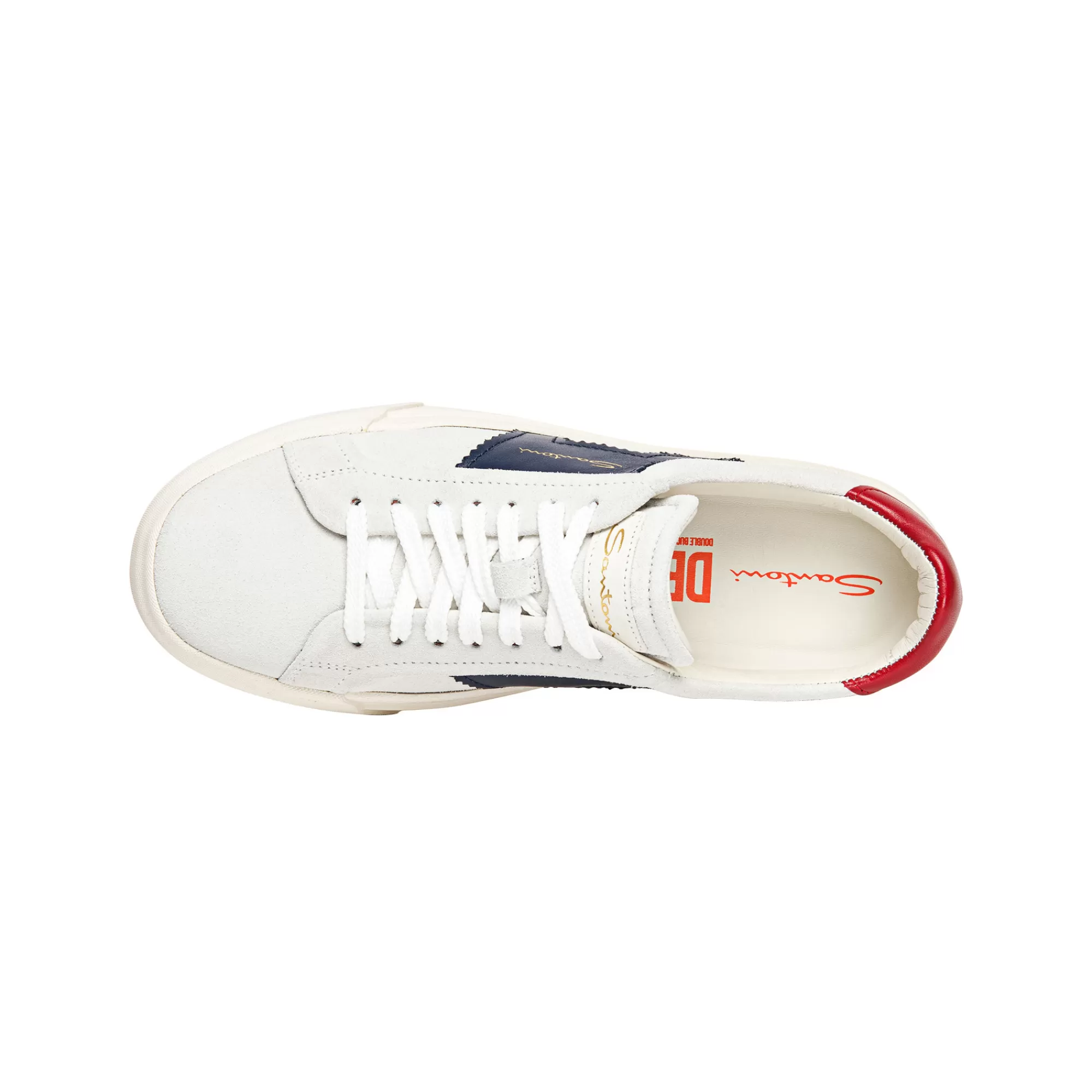 Flash Sale Double buckle sneaker da donna in suede e pelle bianca, blu e rossa Vedi tutte le calzature | Sneakers