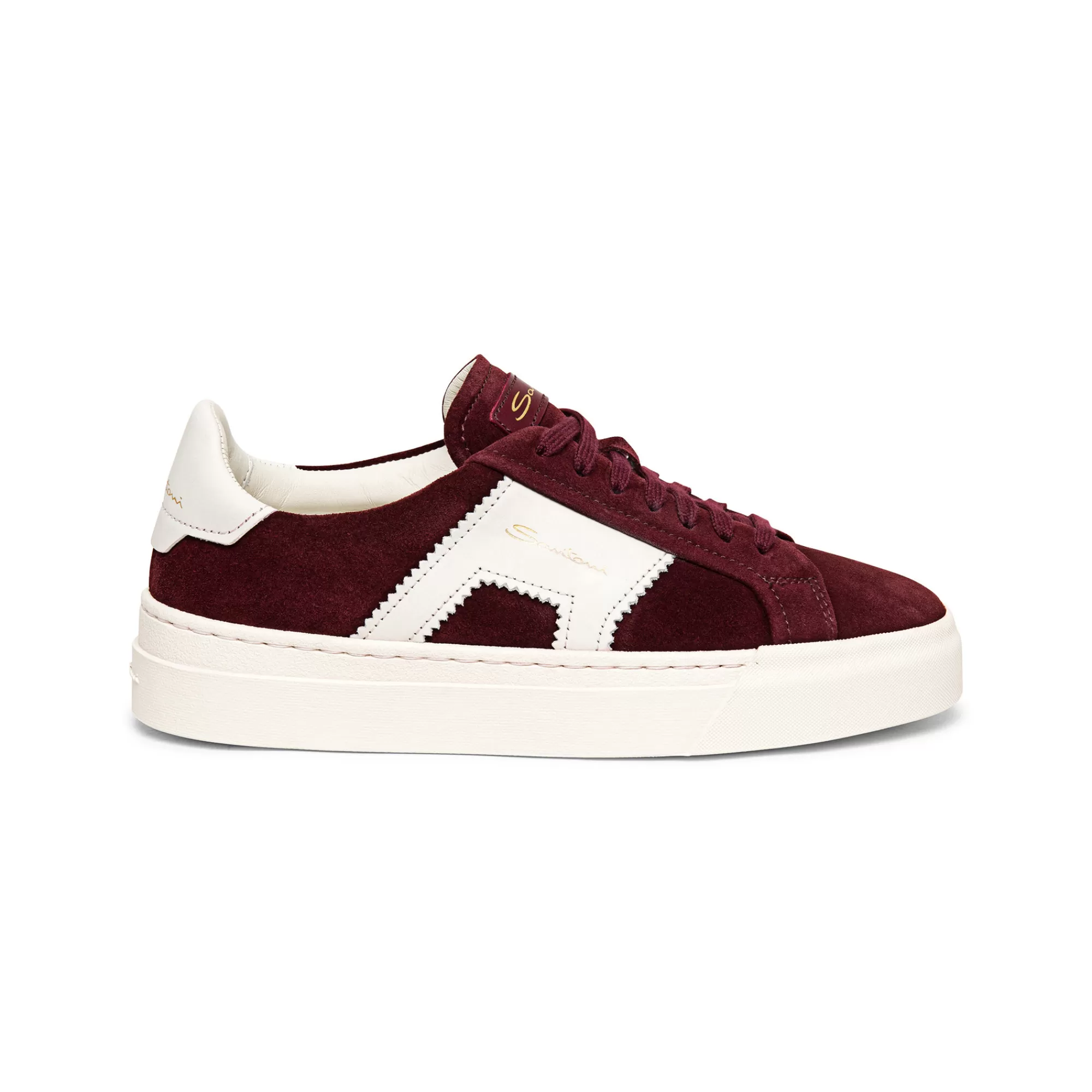 Cheap Double buckle sneaker da donna in suede e pelle bordeaux e bianca Vedi tutte le calzature | Sneakers