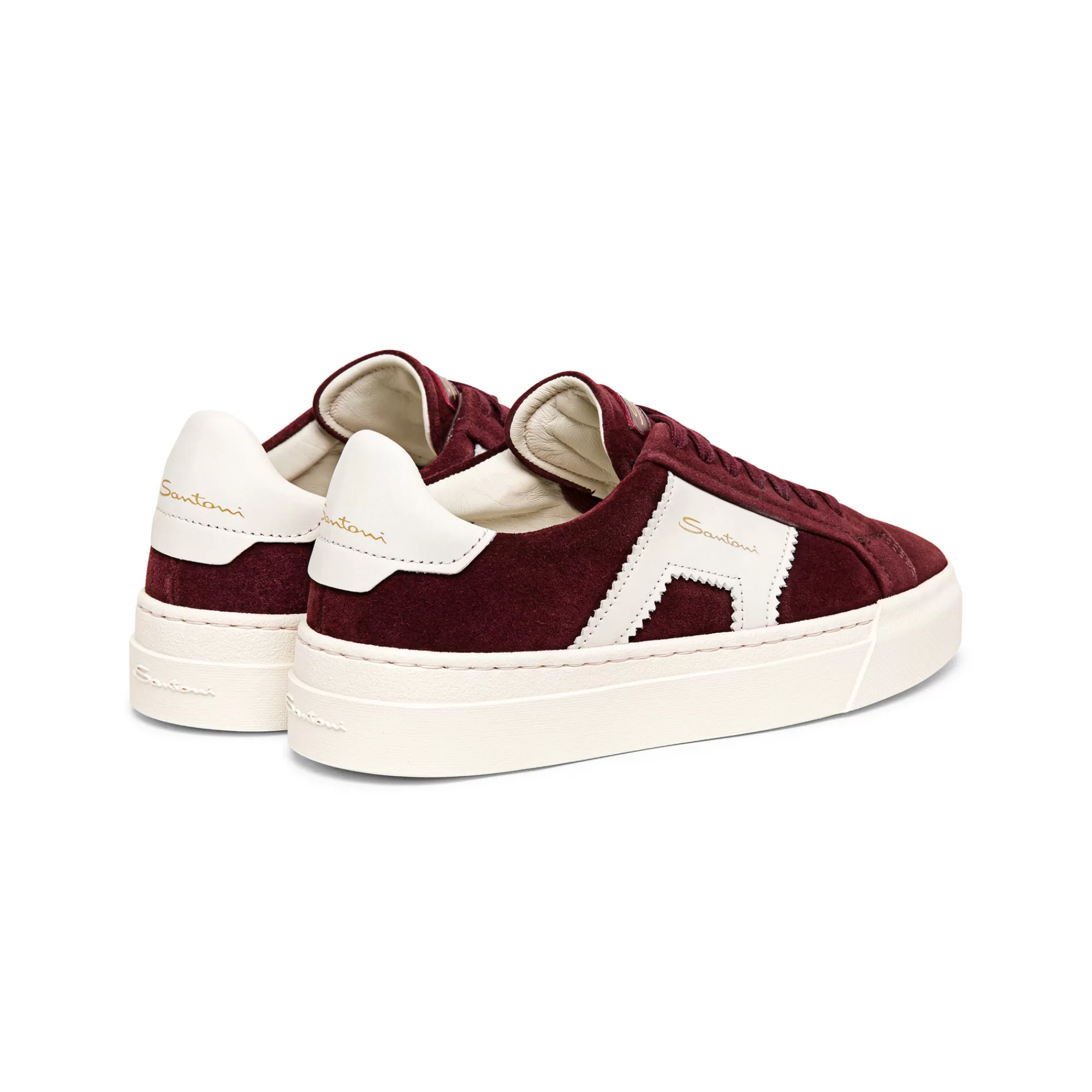 Cheap Double buckle sneaker da donna in suede e pelle bordeaux e bianca Vedi tutte le calzature | Sneakers