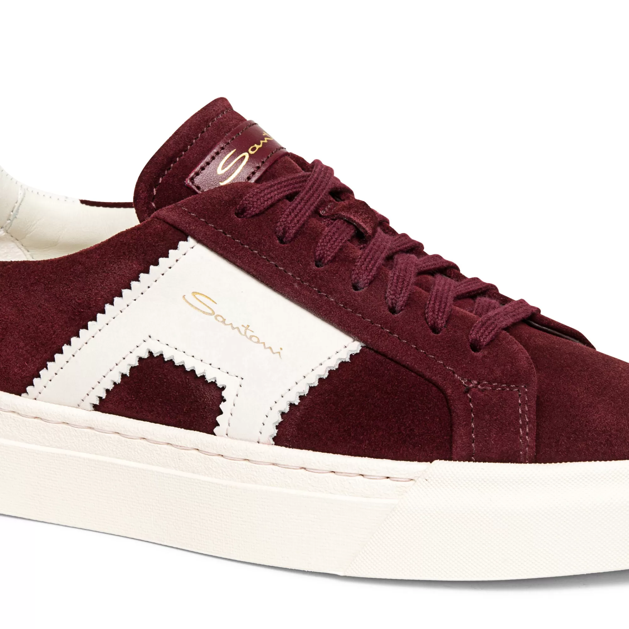 Cheap Double buckle sneaker da donna in suede e pelle bordeaux e bianca Vedi tutte le calzature | Sneakers