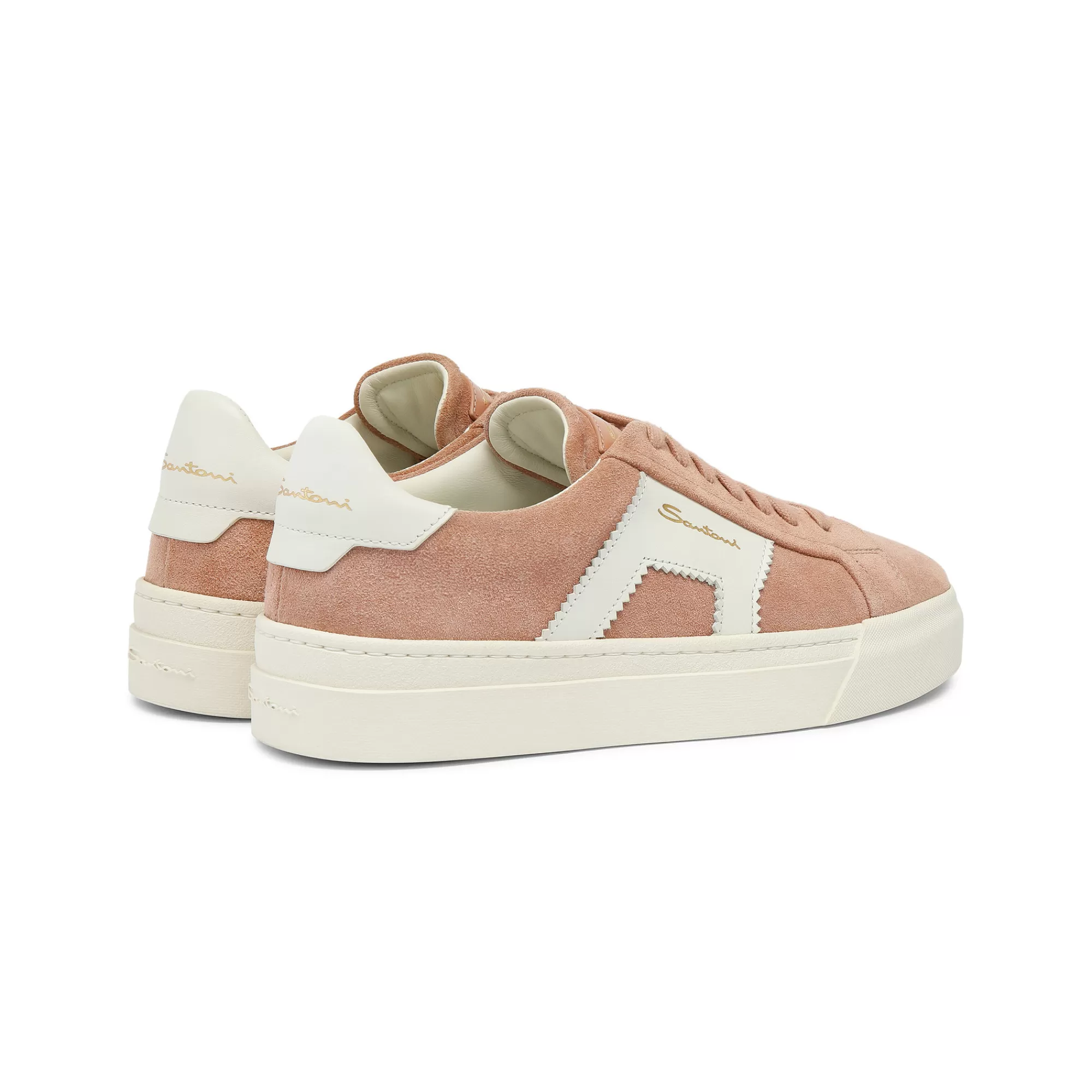 Clearance Double buckle sneaker da donna in suede e pelle rosa e bianca Vedi tutte le calzature | Sneakers