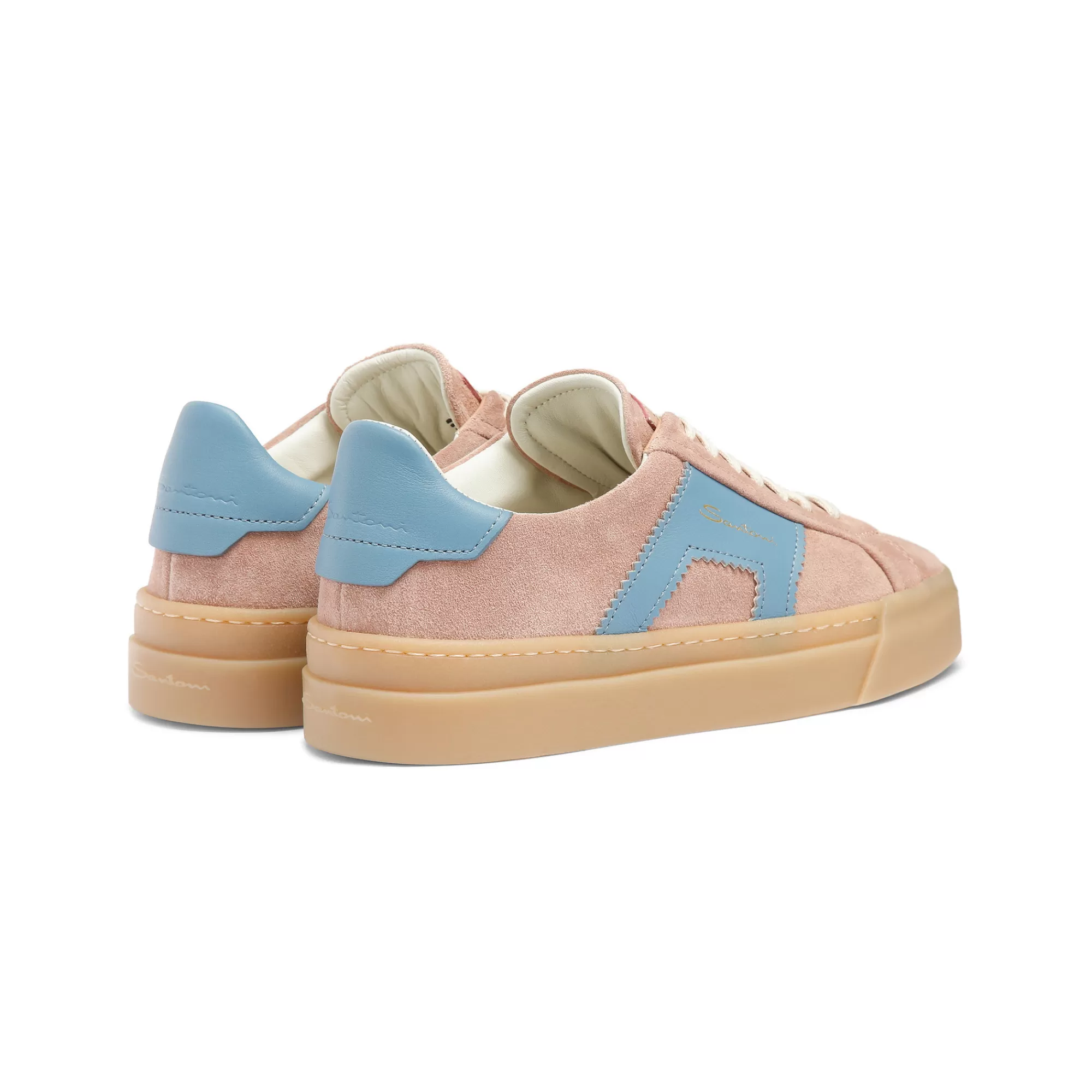 Flash Sale Double buckle sneaker da donna in suede e pelle rosa ed azzurro Vedi tutte le calzature | Sneakers