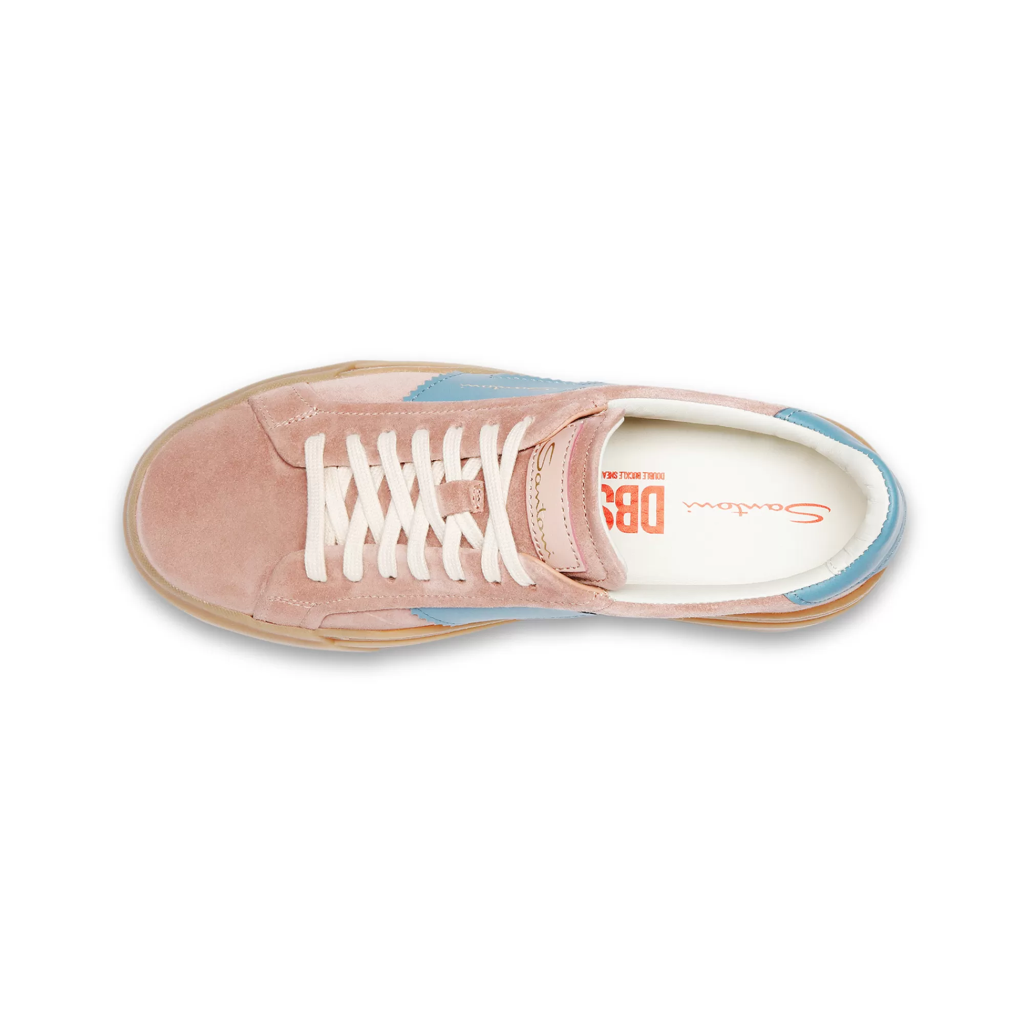 Flash Sale Double buckle sneaker da donna in suede e pelle rosa ed azzurro Vedi tutte le calzature | Sneakers