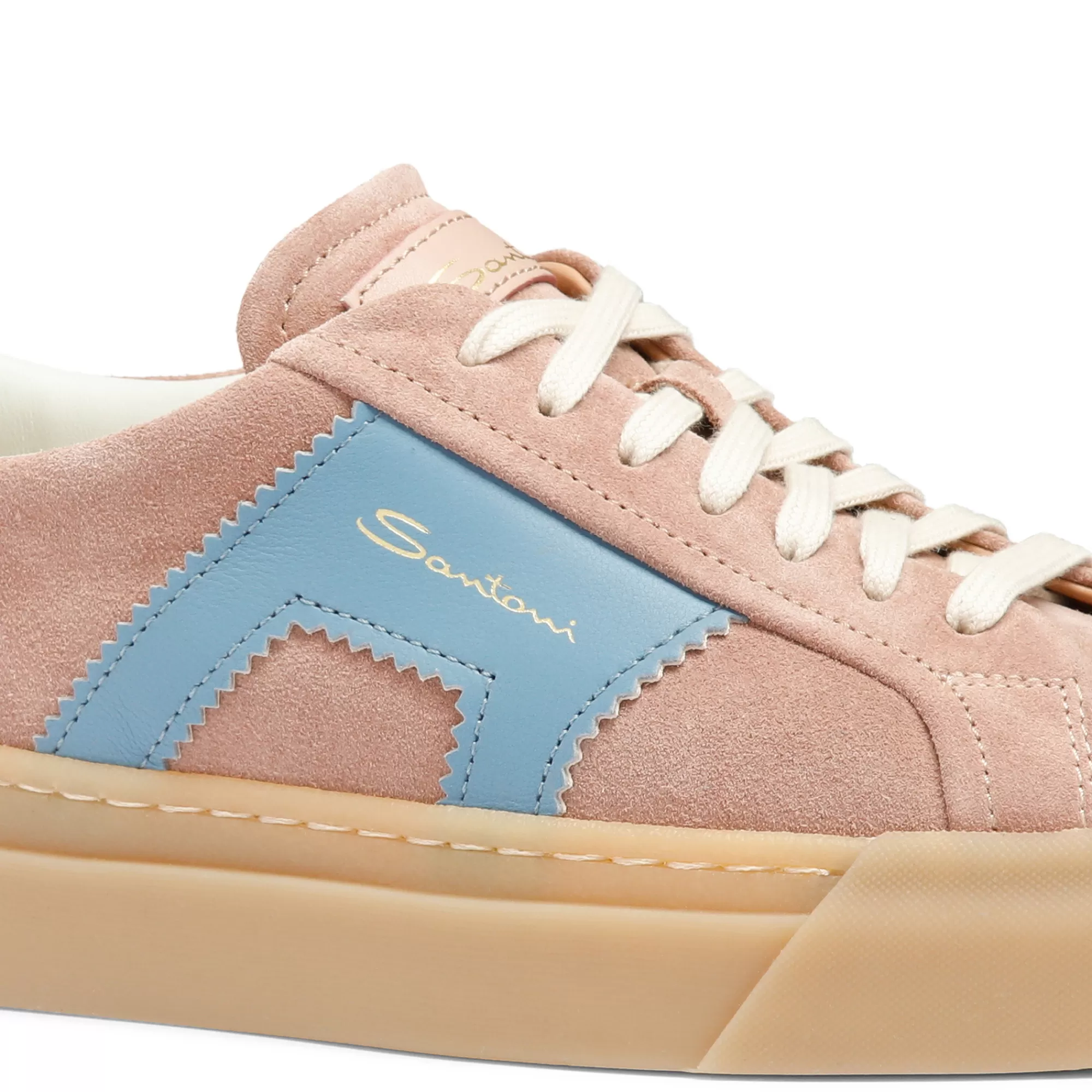 Flash Sale Double buckle sneaker da donna in suede e pelle rosa ed azzurro Vedi tutte le calzature | Sneakers