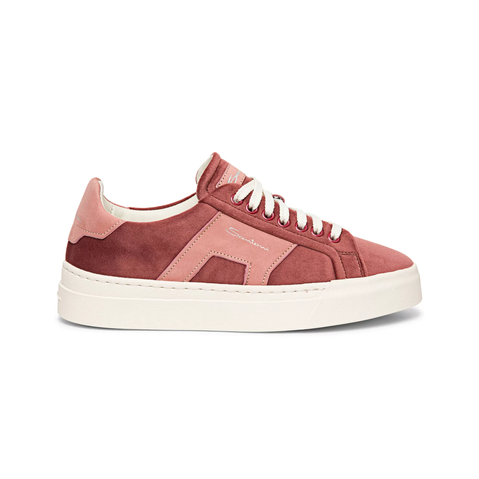 Cheap Double buckle sneaker da donna in velluto e nabuk rosa Vedi tutte le calzature | Sneakers