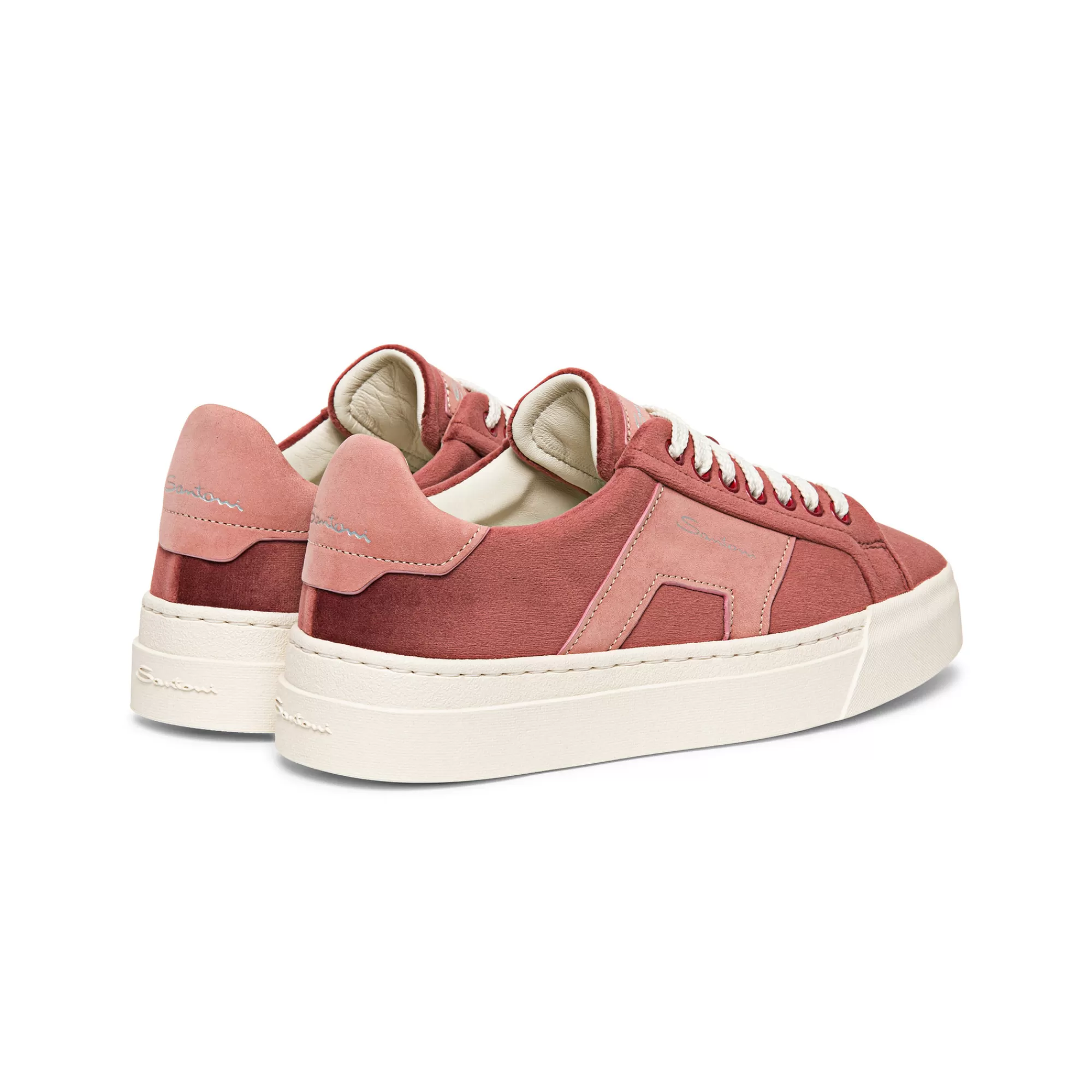 Cheap Double buckle sneaker da donna in velluto e nabuk rosa Vedi tutte le calzature | Sneakers