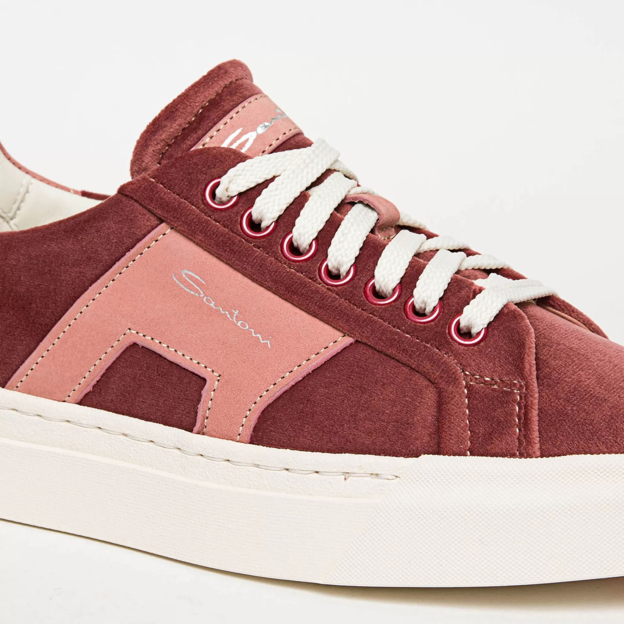 Cheap Double buckle sneaker da donna in velluto e nabuk rosa Vedi tutte le calzature | Sneakers