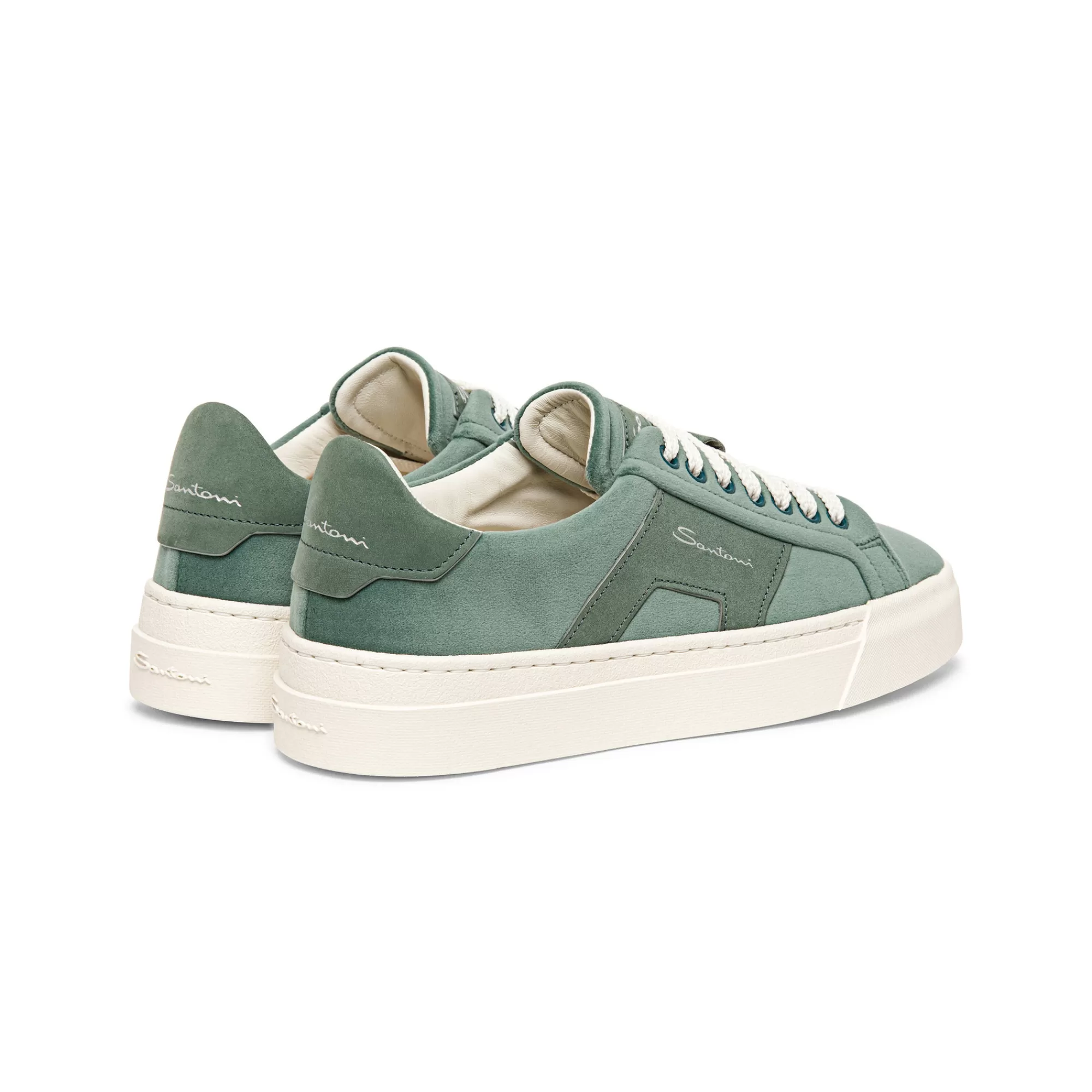 Cheap Double buckle sneaker da donna in velluto e nabuk verde Vedi tutte le calzature | Sneakers