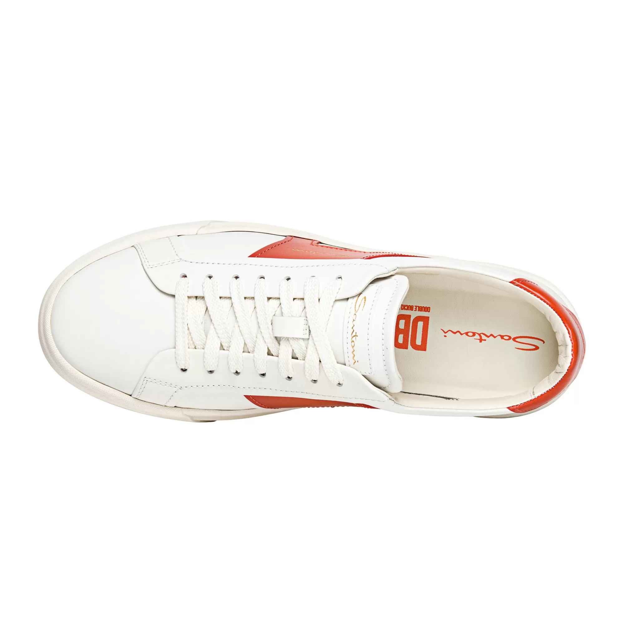 Outlet Double buckle sneaker da uomo in pelle bianca e arancione Vedi tutte le calzature | Sneakers