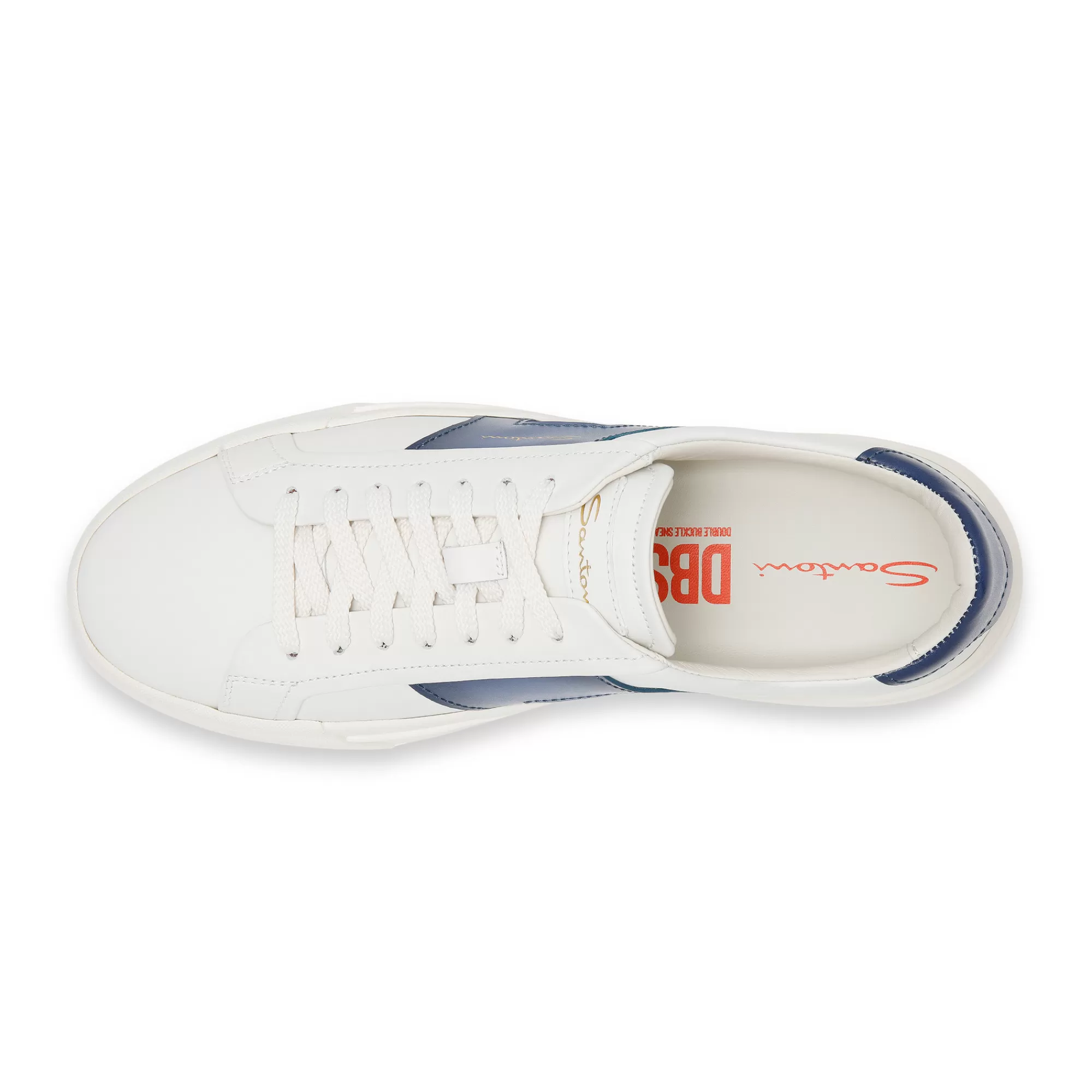 Best Sale Double buckle sneaker da uomo in pelle bianca e blu Vedi tutte le calzature | Sneakers