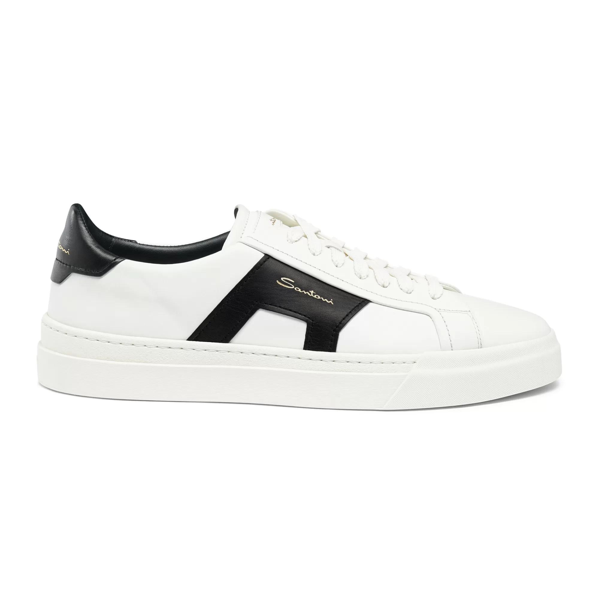 Clearance Double buckle sneaker da uomo in pelle bianca e nera Vedi tutte le calzature | Sneakers
