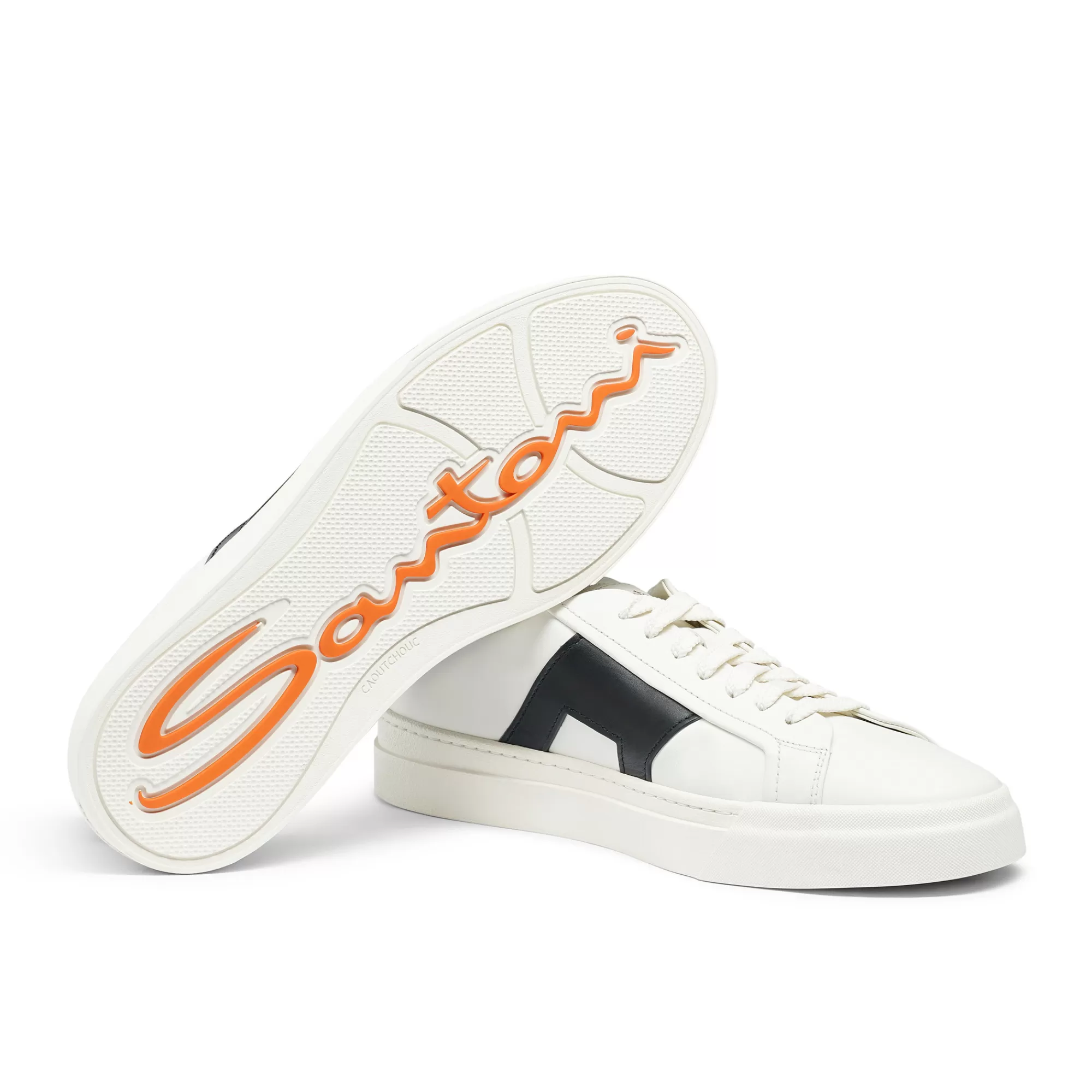 Clearance Double buckle sneaker da uomo in pelle bianca e nera Vedi tutte le calzature | Sneakers