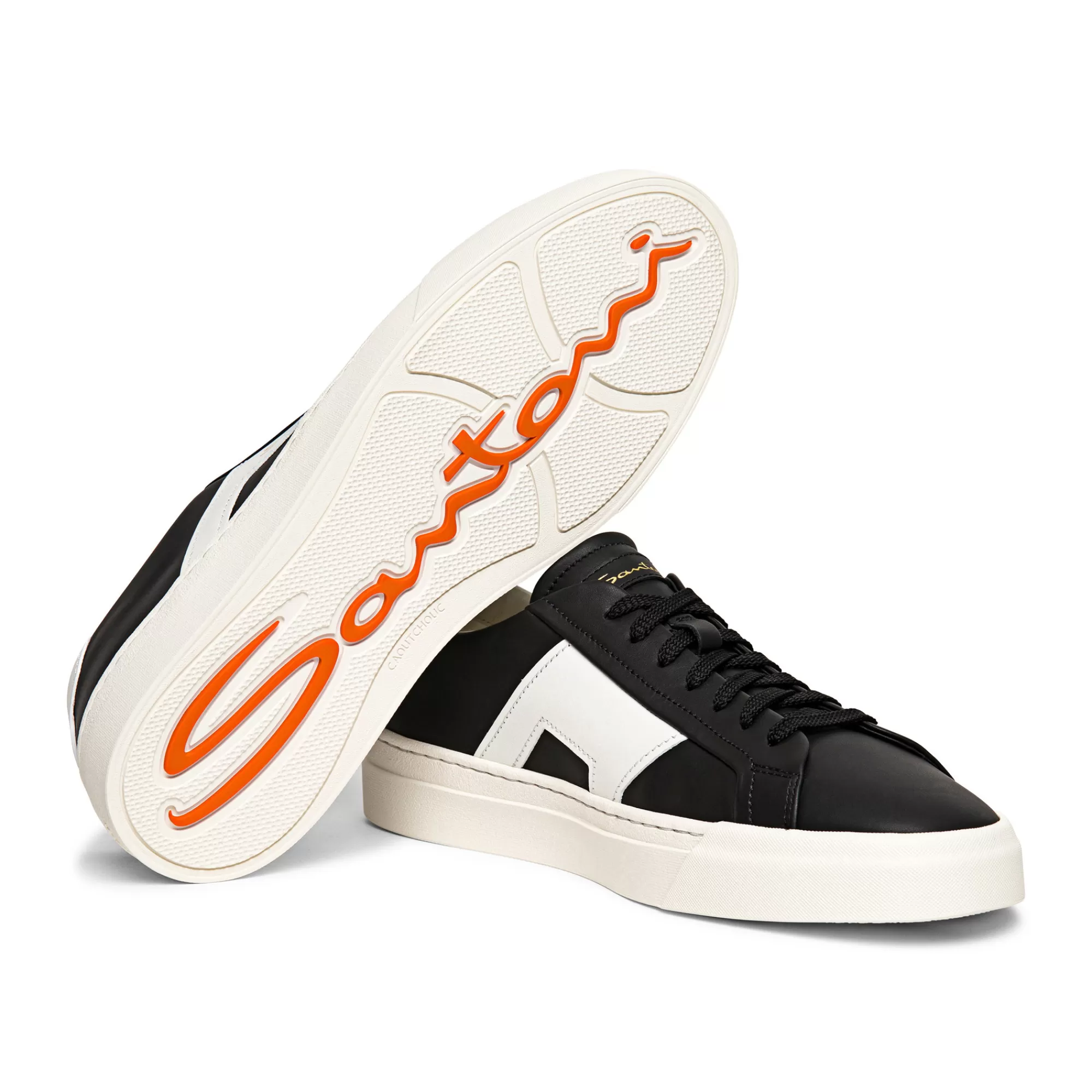 Best Sale Double buckle sneaker da uomo in pelle bianca e nera Vedi tutte le calzature | Sneakers