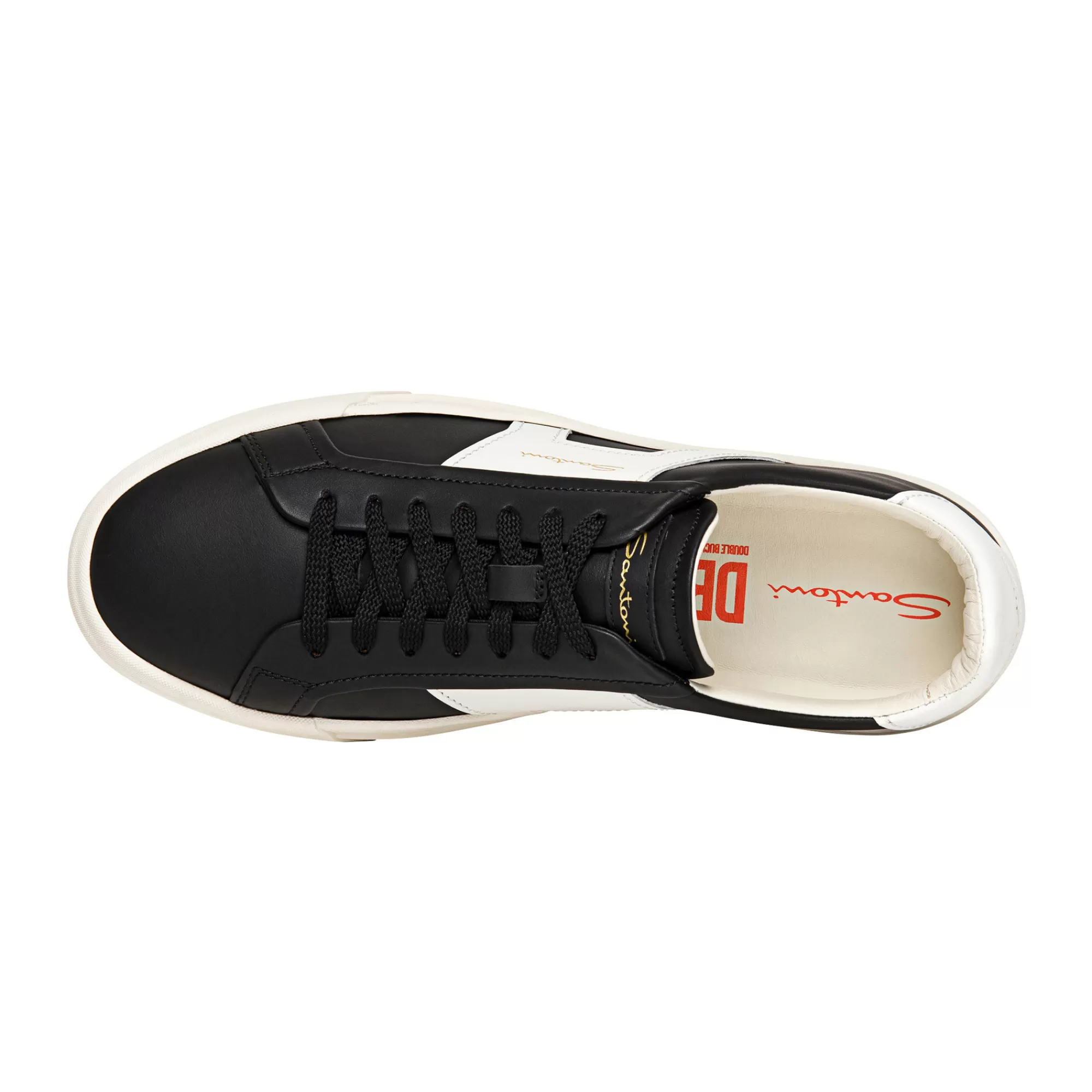 Best Sale Double buckle sneaker da uomo in pelle bianca e nera Vedi tutte le calzature | Sneakers