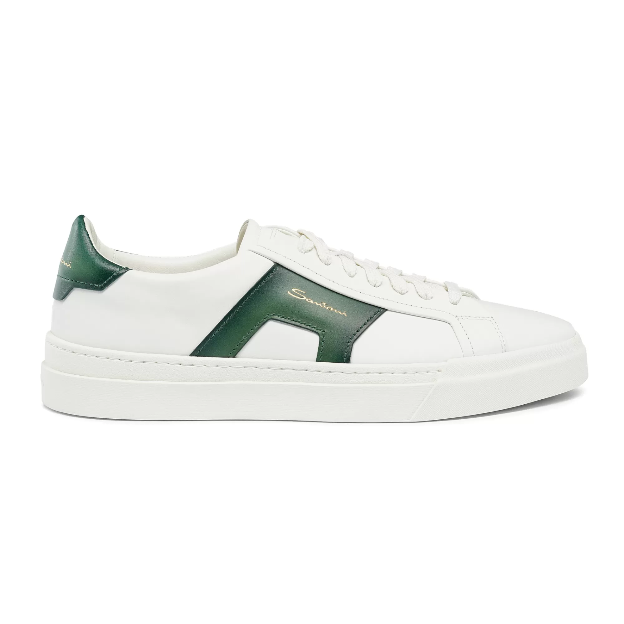 Hot Double buckle sneaker da uomo in pelle bianca e verde Vedi tutte le calzature | Sneakers