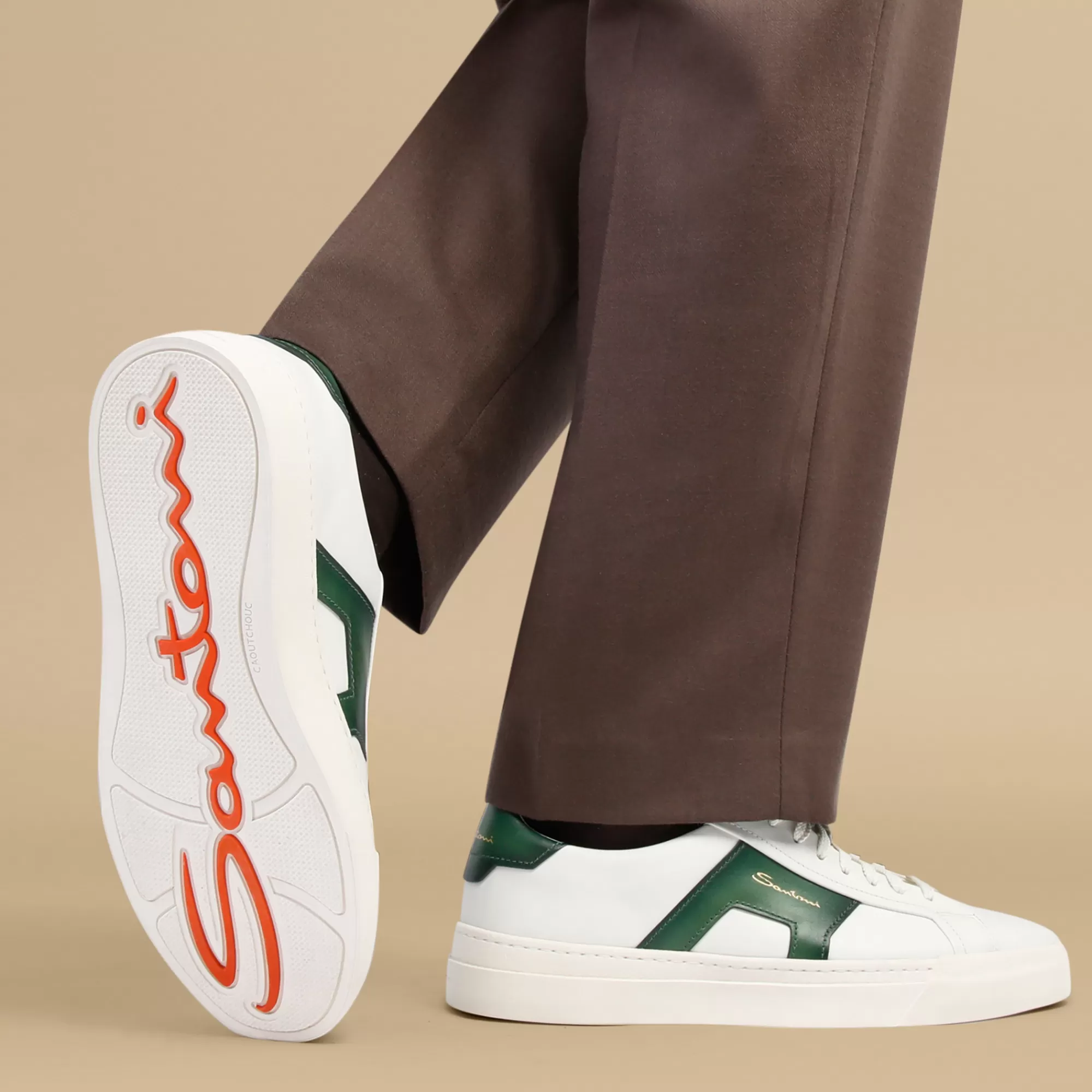 Hot Double buckle sneaker da uomo in pelle bianca e verde Vedi tutte le calzature | Sneakers
