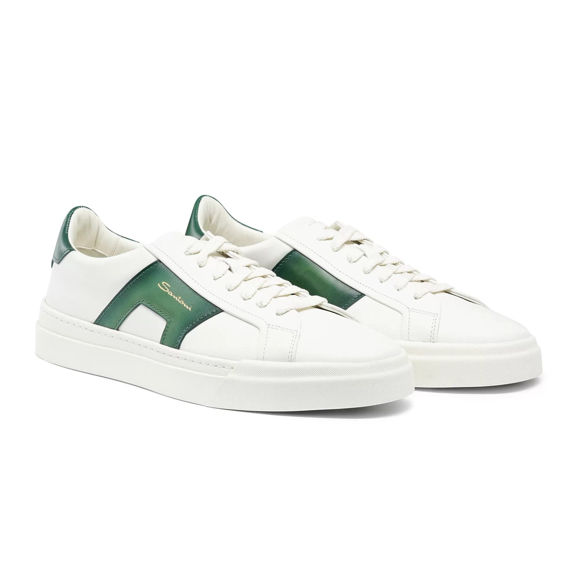 Hot Double buckle sneaker da uomo in pelle bianca e verde Vedi tutte le calzature | Sneakers