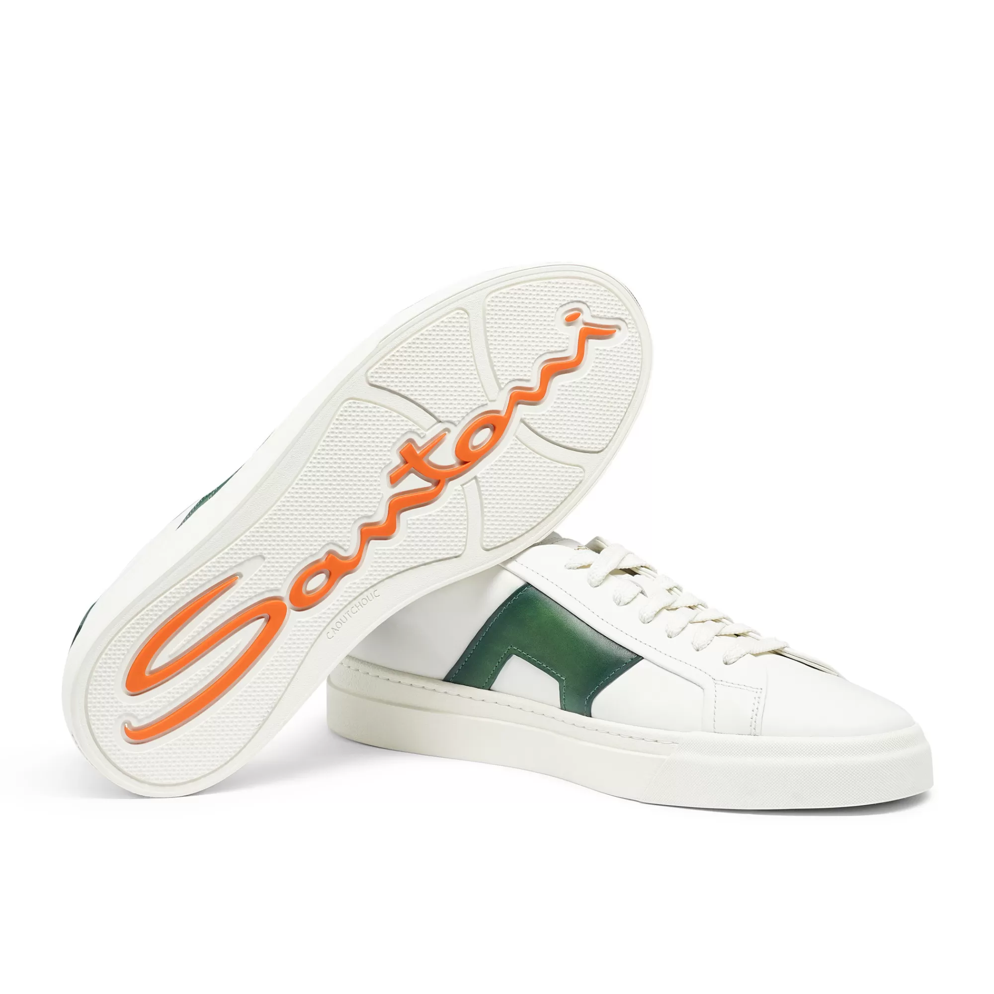 Hot Double buckle sneaker da uomo in pelle bianca e verde Vedi tutte le calzature | Sneakers
