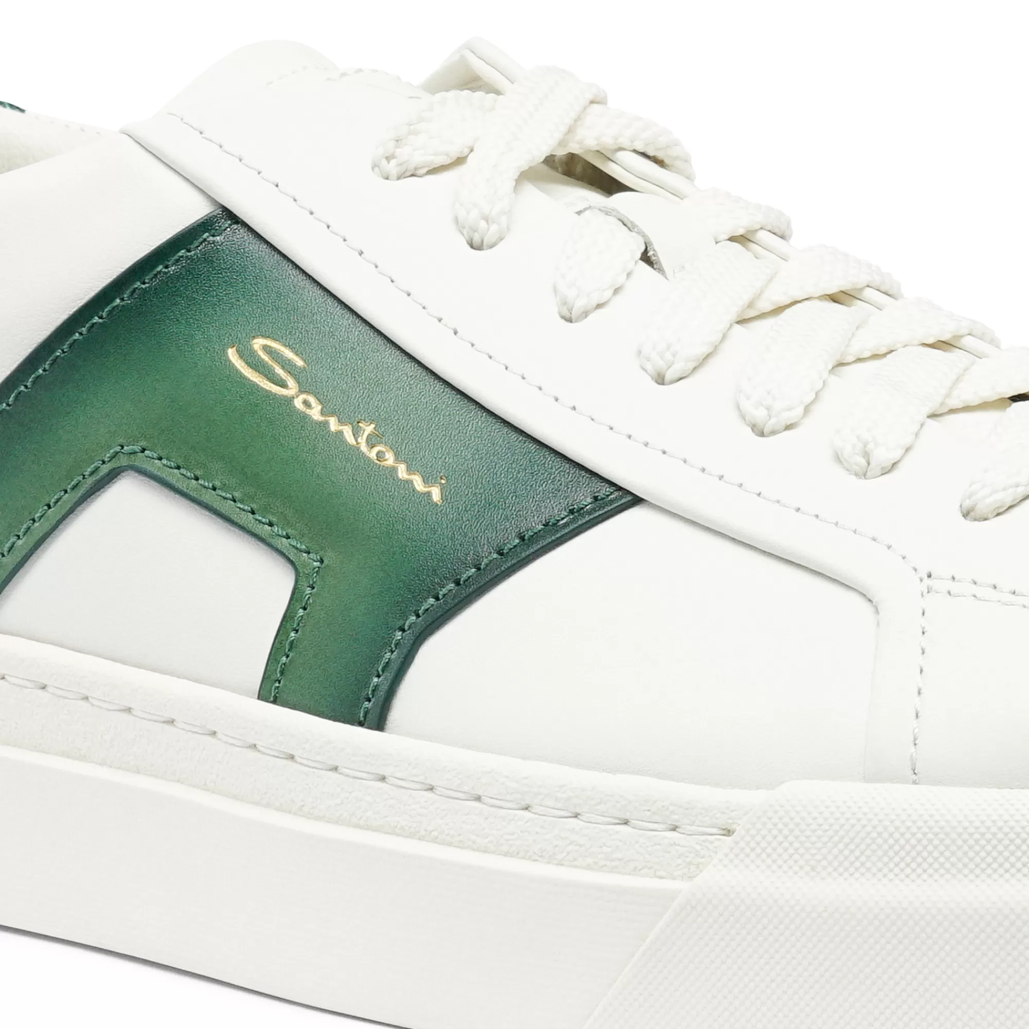 Hot Double buckle sneaker da uomo in pelle bianca e verde Vedi tutte le calzature | Sneakers