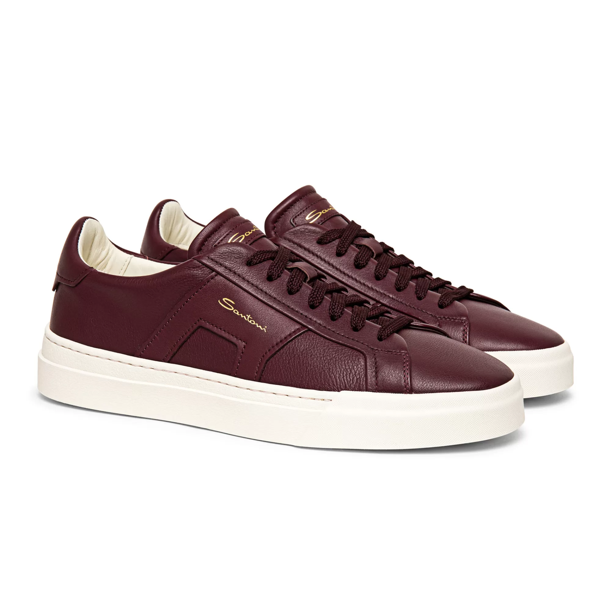 Cheap Double buckle sneaker da uomo in pelle bordeaux Vedi tutte le calzature | Sneakers