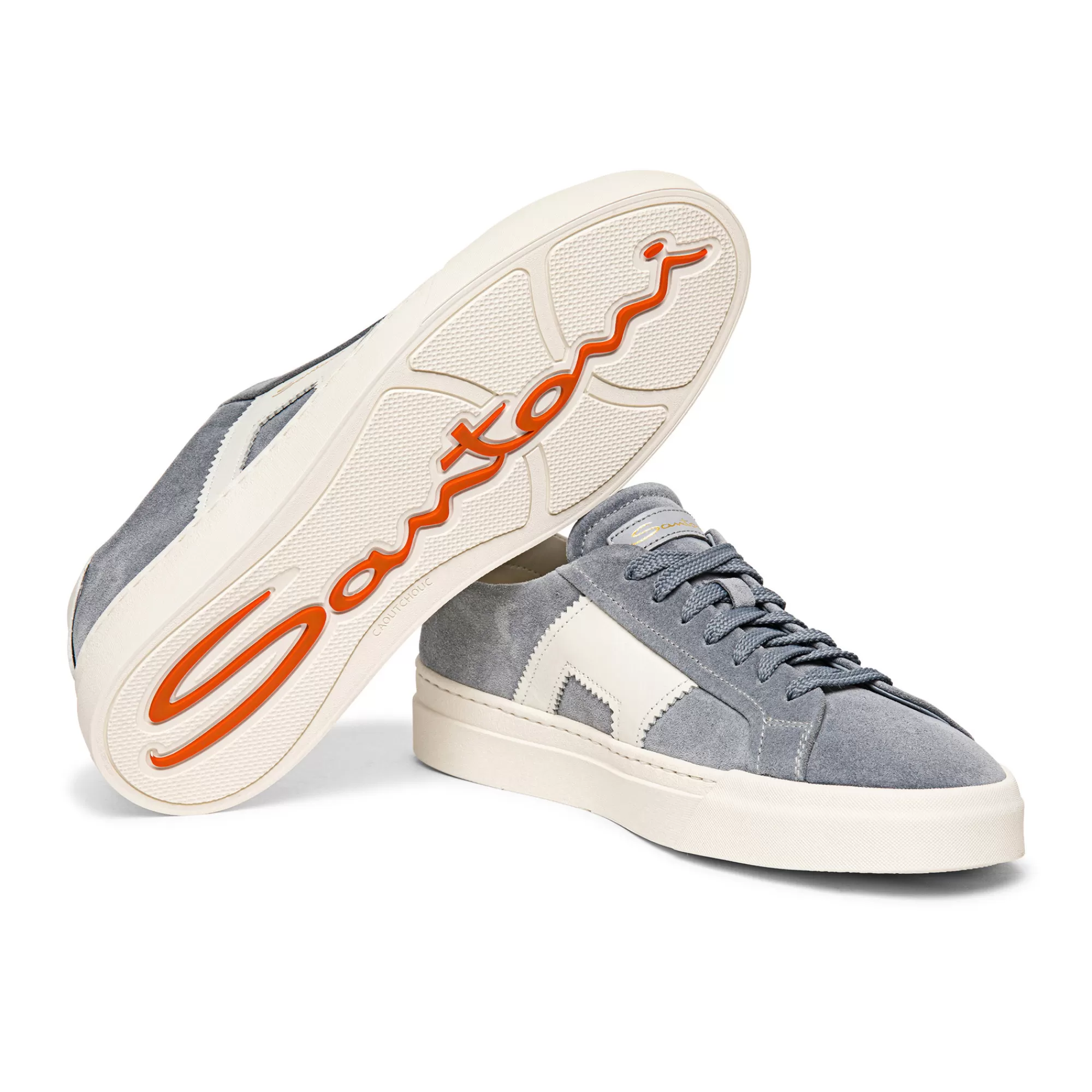Best Sale Double buckle sneaker da uomo in suede e pelle azzurra e bianca Vedi tutte le calzature | Sneakers