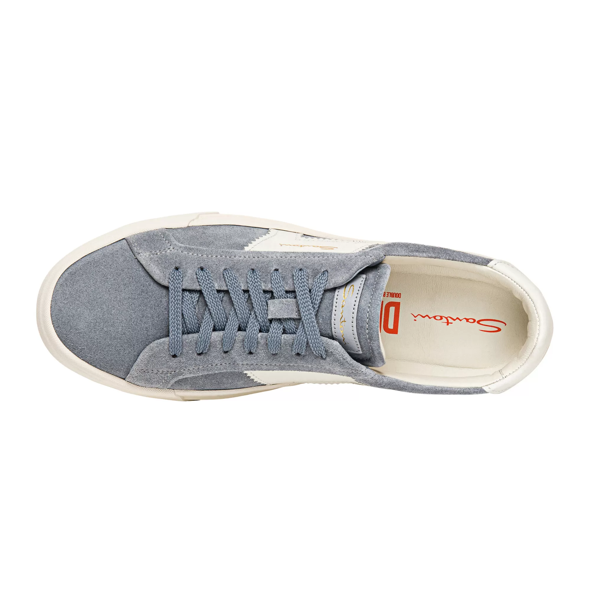 Best Sale Double buckle sneaker da uomo in suede e pelle azzurra e bianca Vedi tutte le calzature | Sneakers