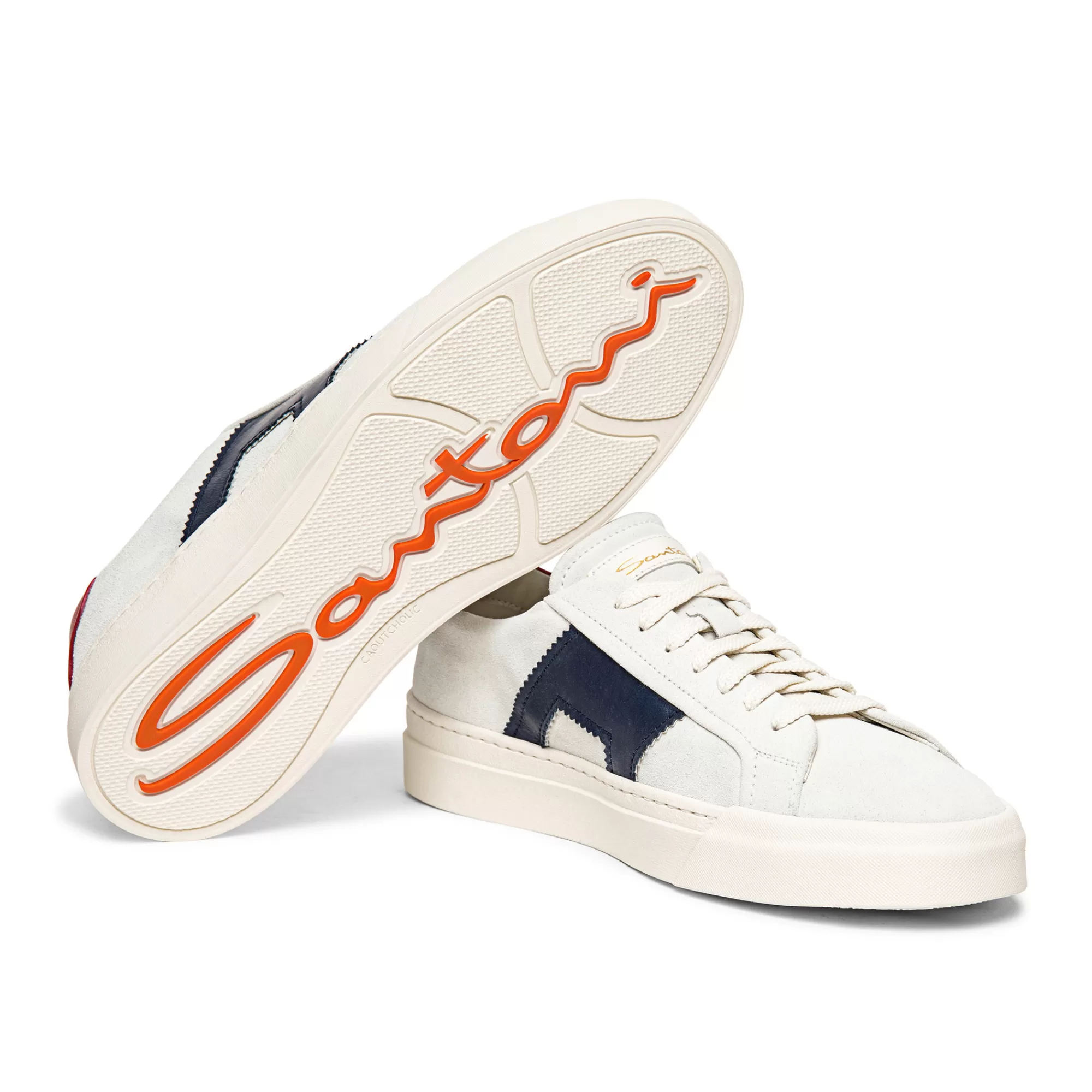 Store Double buckle sneaker da uomo in suede e pelle bianca, blu e rossa Vedi tutte le calzature | Sneakers