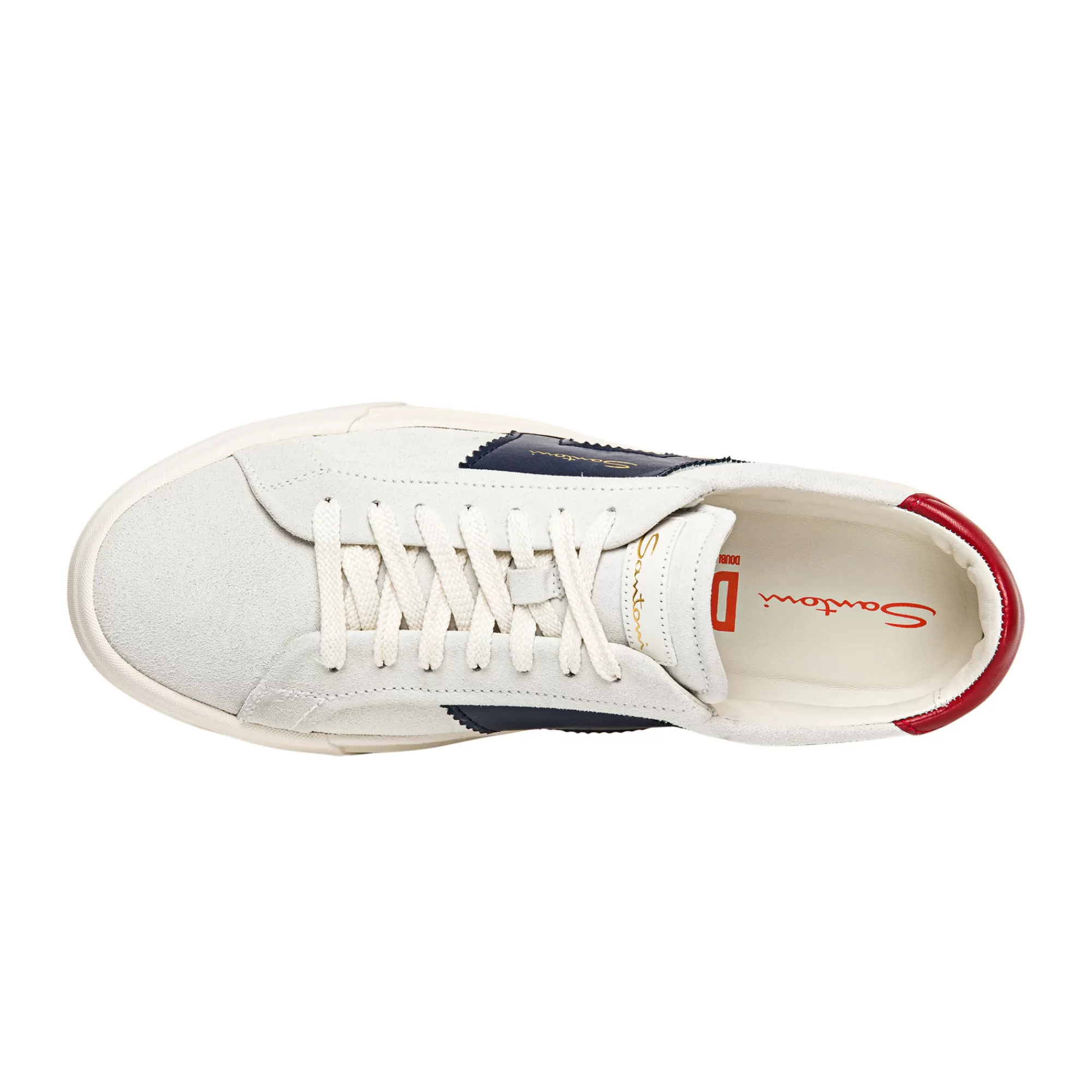 Store Double buckle sneaker da uomo in suede e pelle bianca, blu e rossa Vedi tutte le calzature | Sneakers