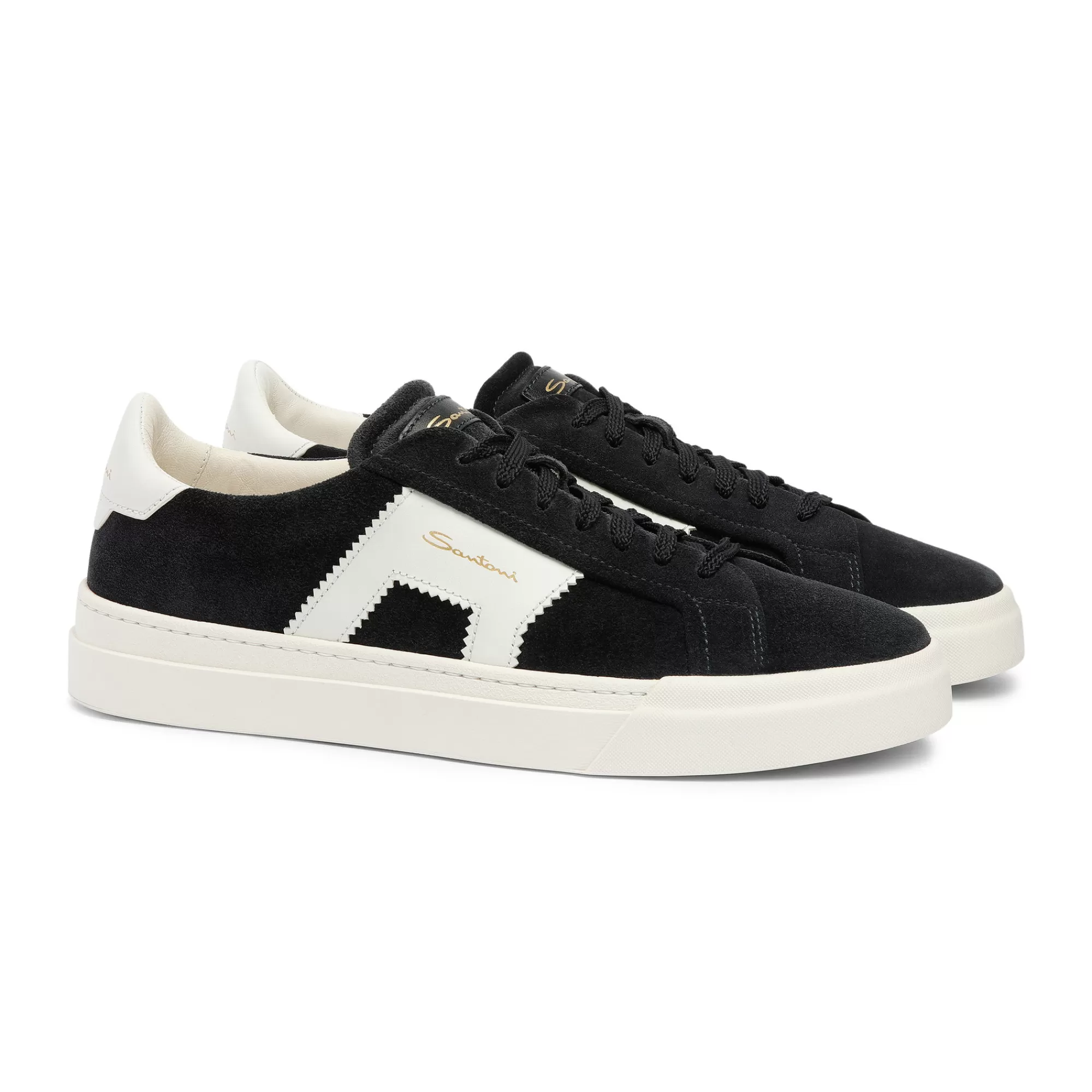 Shop Double buckle sneaker da uomo in suede e pelle blu e bianca Vedi tutte le calzature | Sneakers