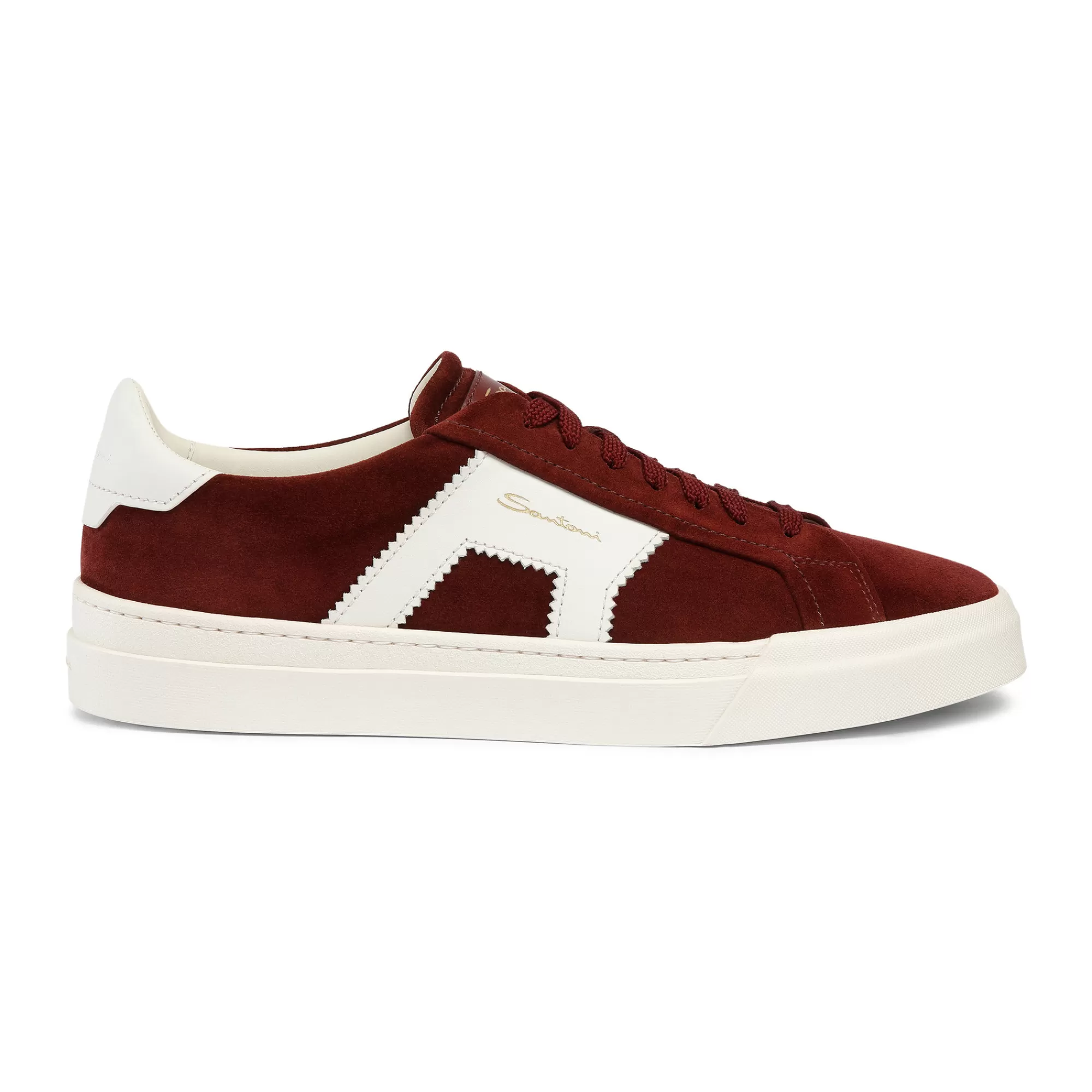 Best Double buckle sneaker da uomo in suede e pelle bordeaux e bianca Vedi tutte le calzature | Sneakers