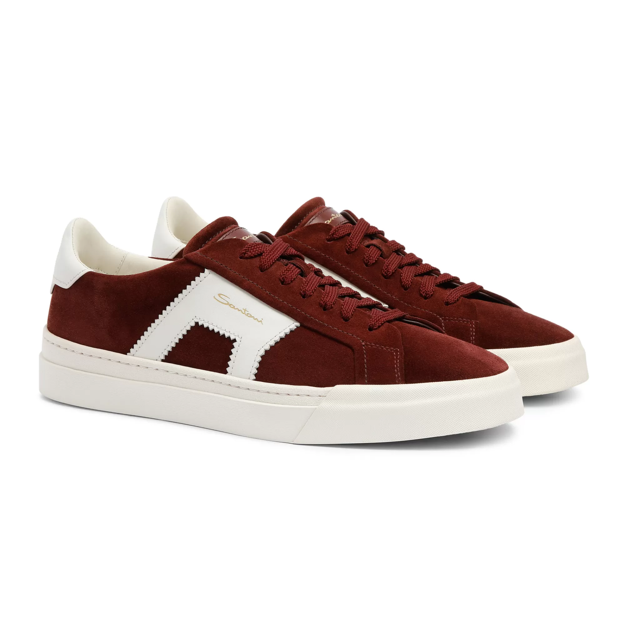 Best Double buckle sneaker da uomo in suede e pelle bordeaux e bianca Vedi tutte le calzature | Sneakers